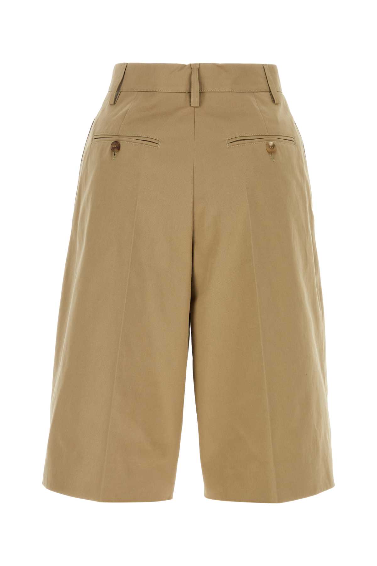 Shop Prada Beige Cotton Bermuda Shorts In Kaki