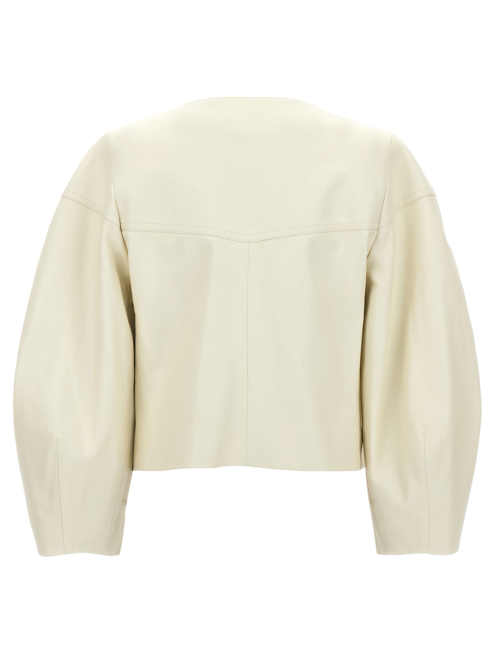 Shop Chloé Studded Leather Jacket In White
