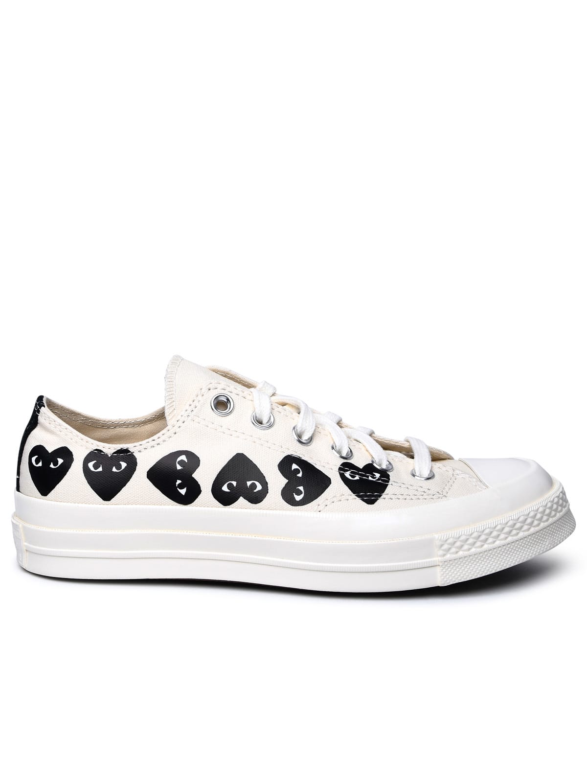 Comme Des Garçons Play Ivory Fabric Sneakers In White