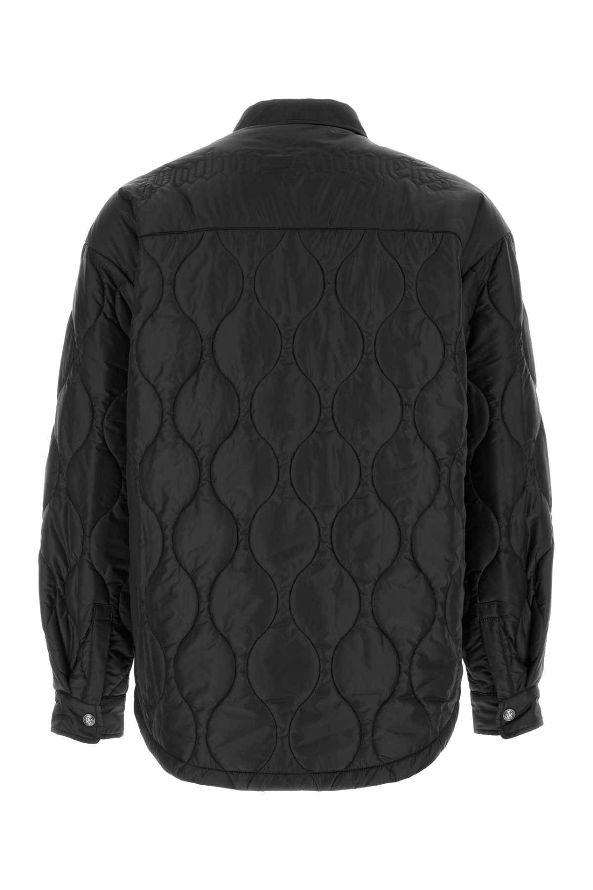 Shop Palm Angels Black Polyester Padded Jacket In 1010