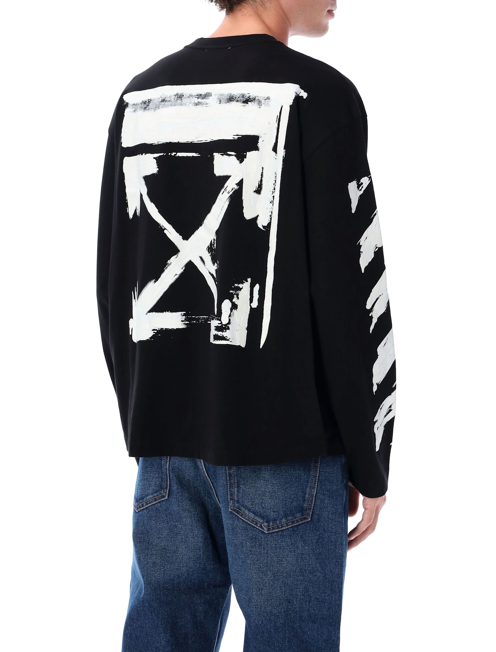 Off-white Ink Arrow 90 S Cotton Long Sleeve T-shirt In Black
