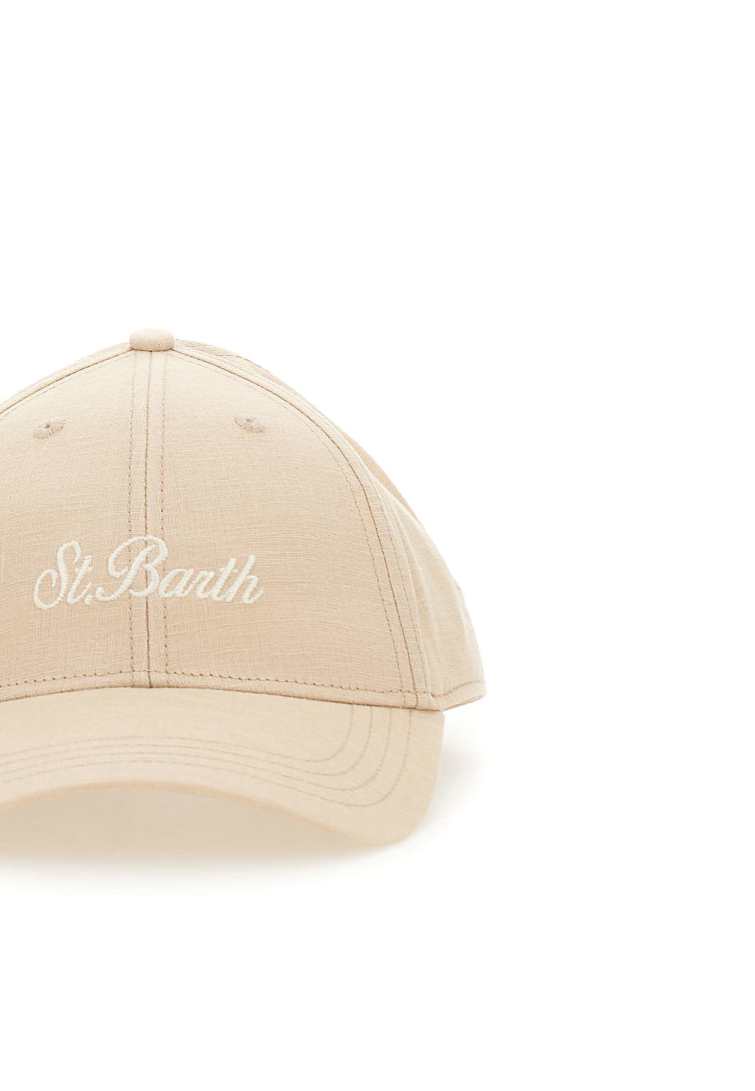 Shop Mc2 Saint Barth Catcher Linen Baseball Hat In Beige