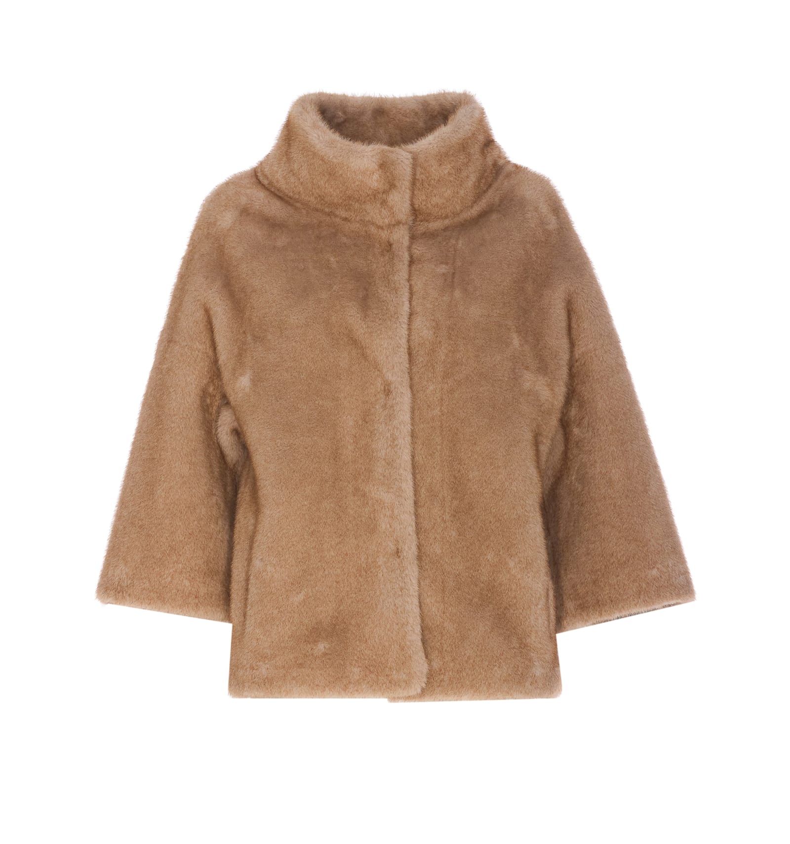 Shop Bully Fake Fur Jacket In Beige