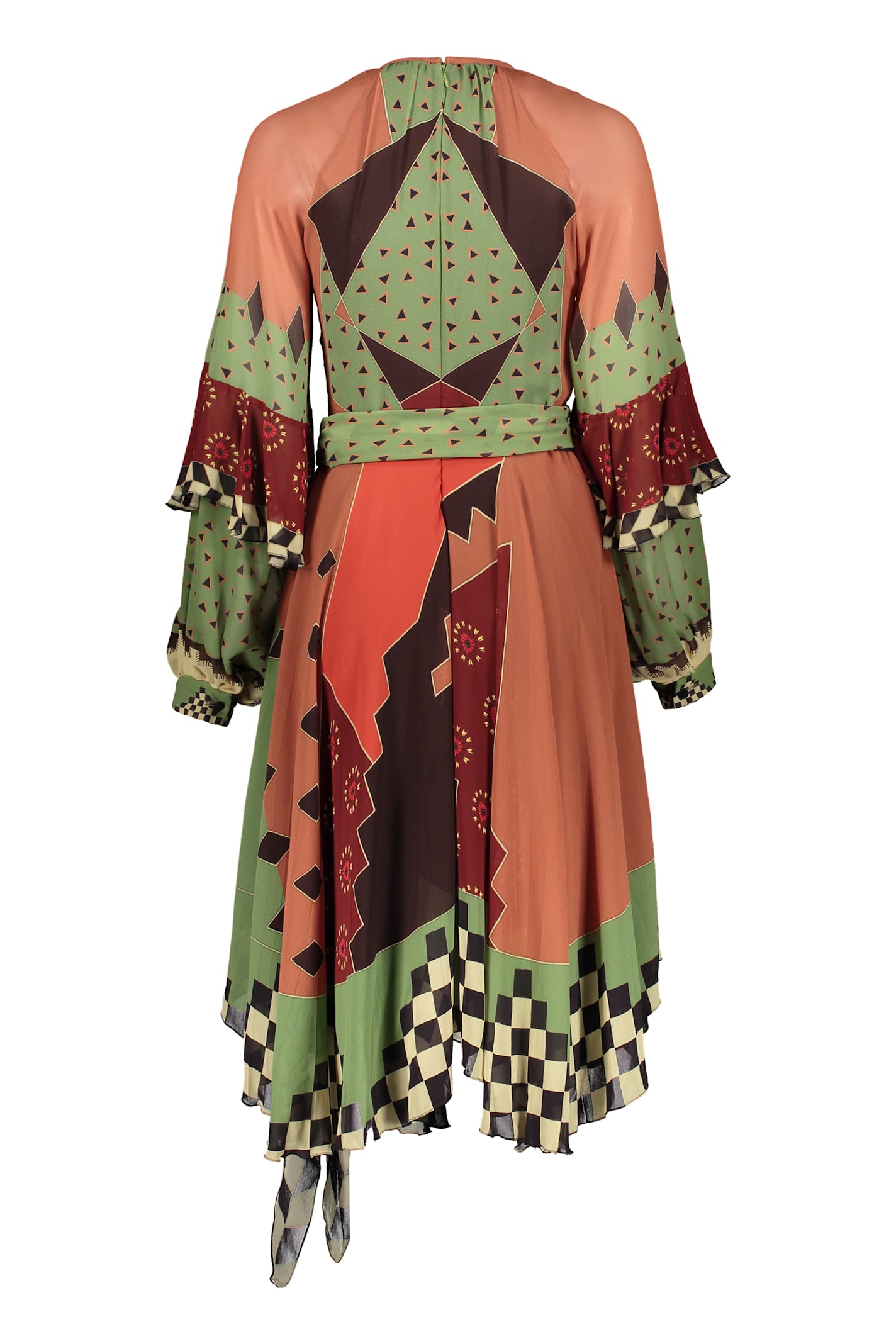 Etro Silk Asymmetric Dress In Multicolor