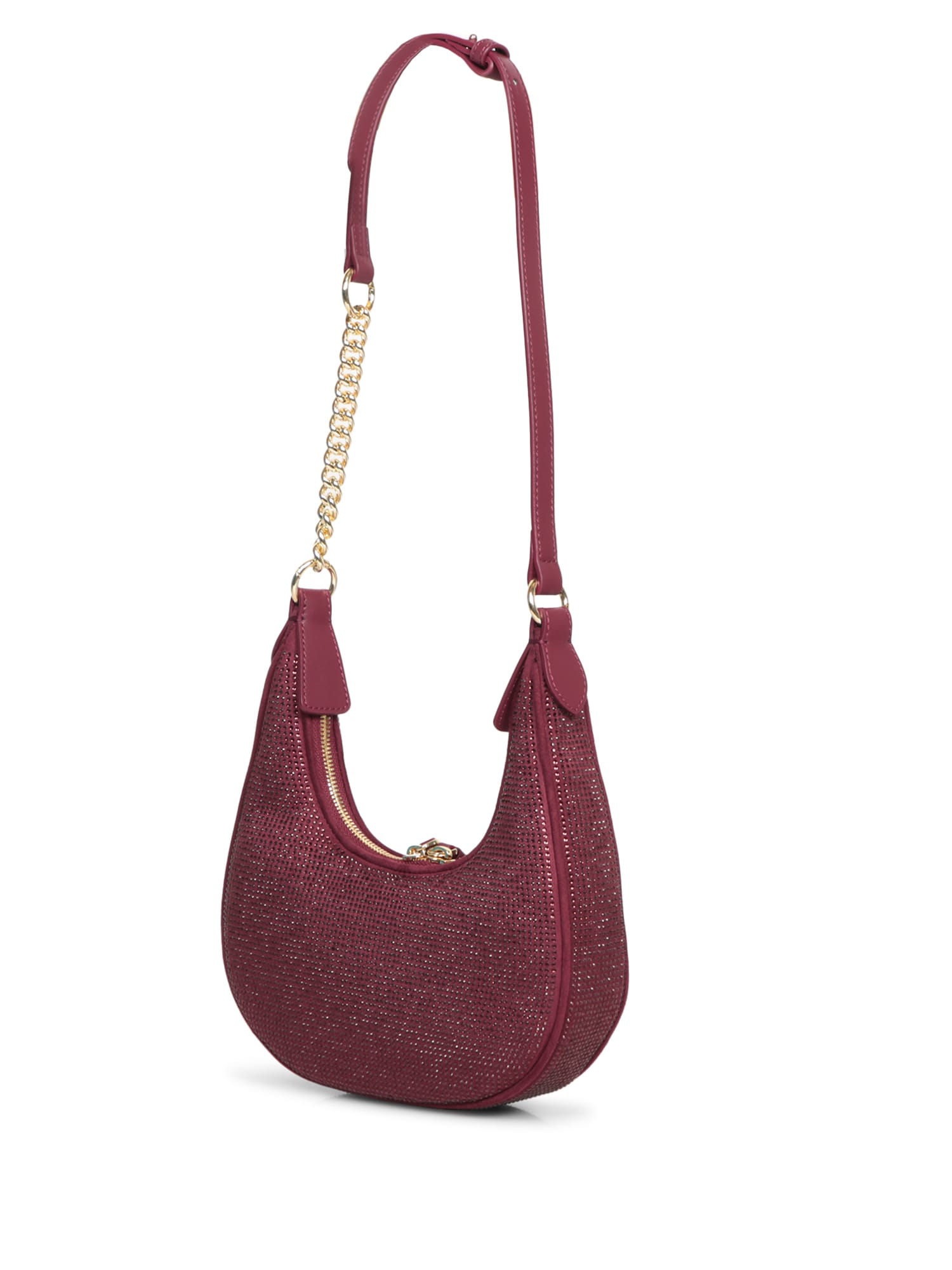 Shop Pinko Brioche Red Mini Strass Bag In Brown