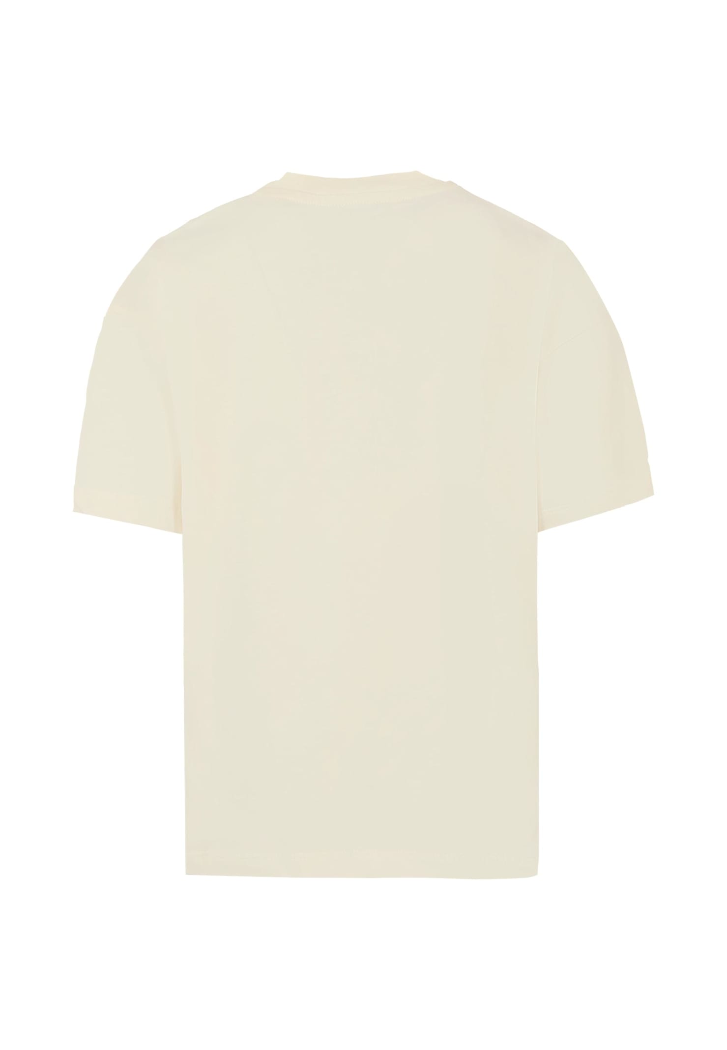 Msgm Ivory T-shirt For Girl With Cat In Multi