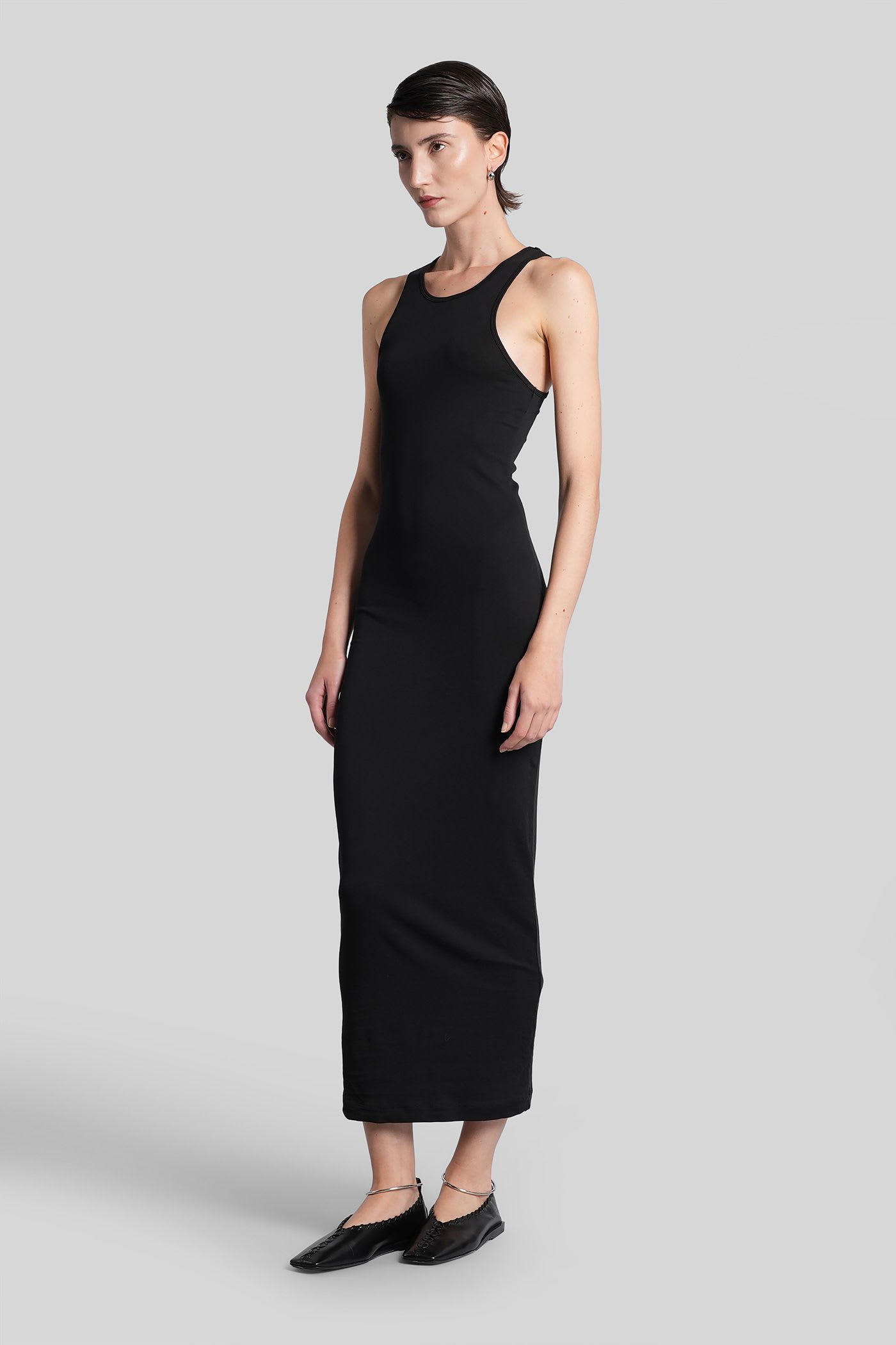 Entire Studios Long Dress In Black Cotton In Black