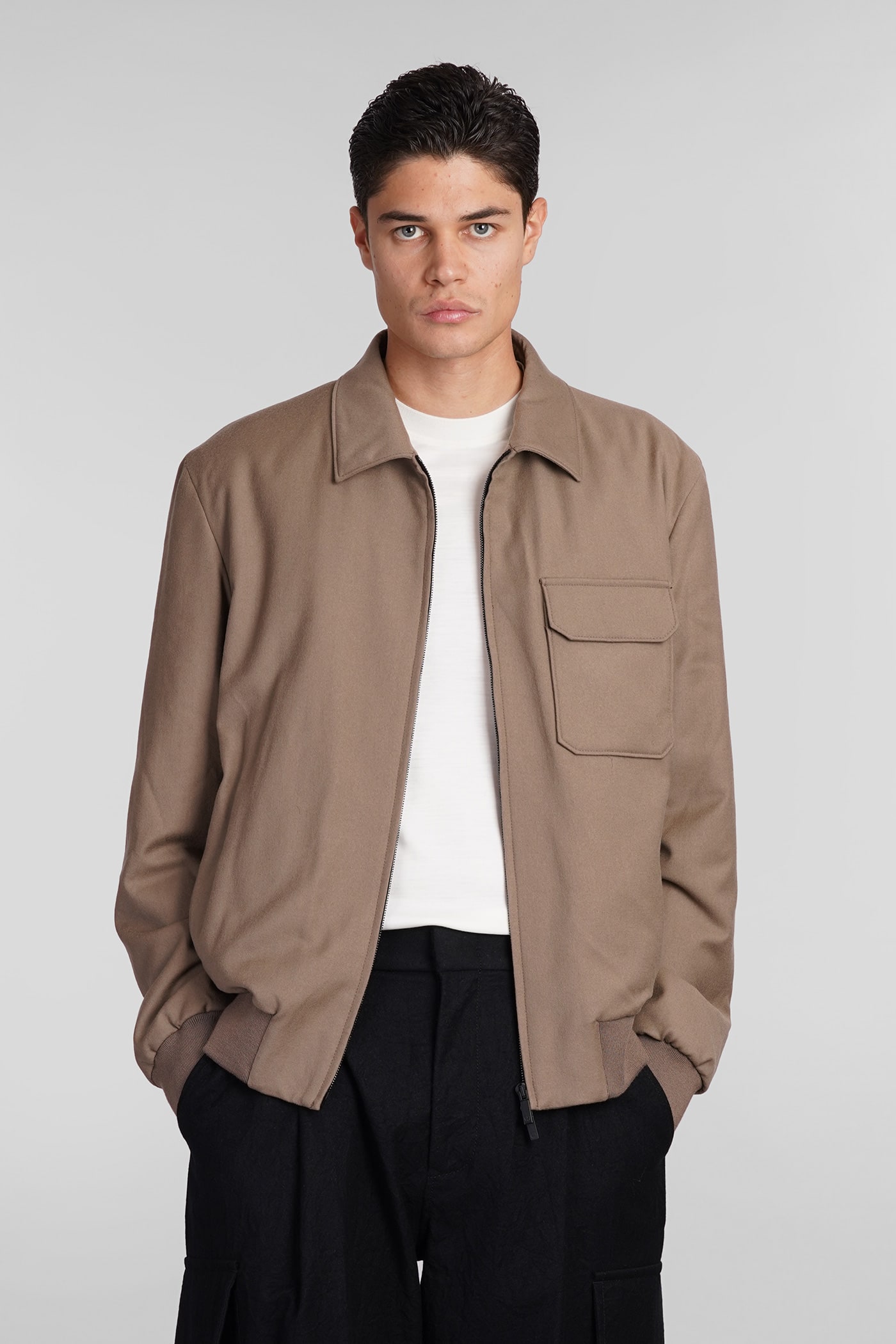 Casual Jacket In Beige Wool