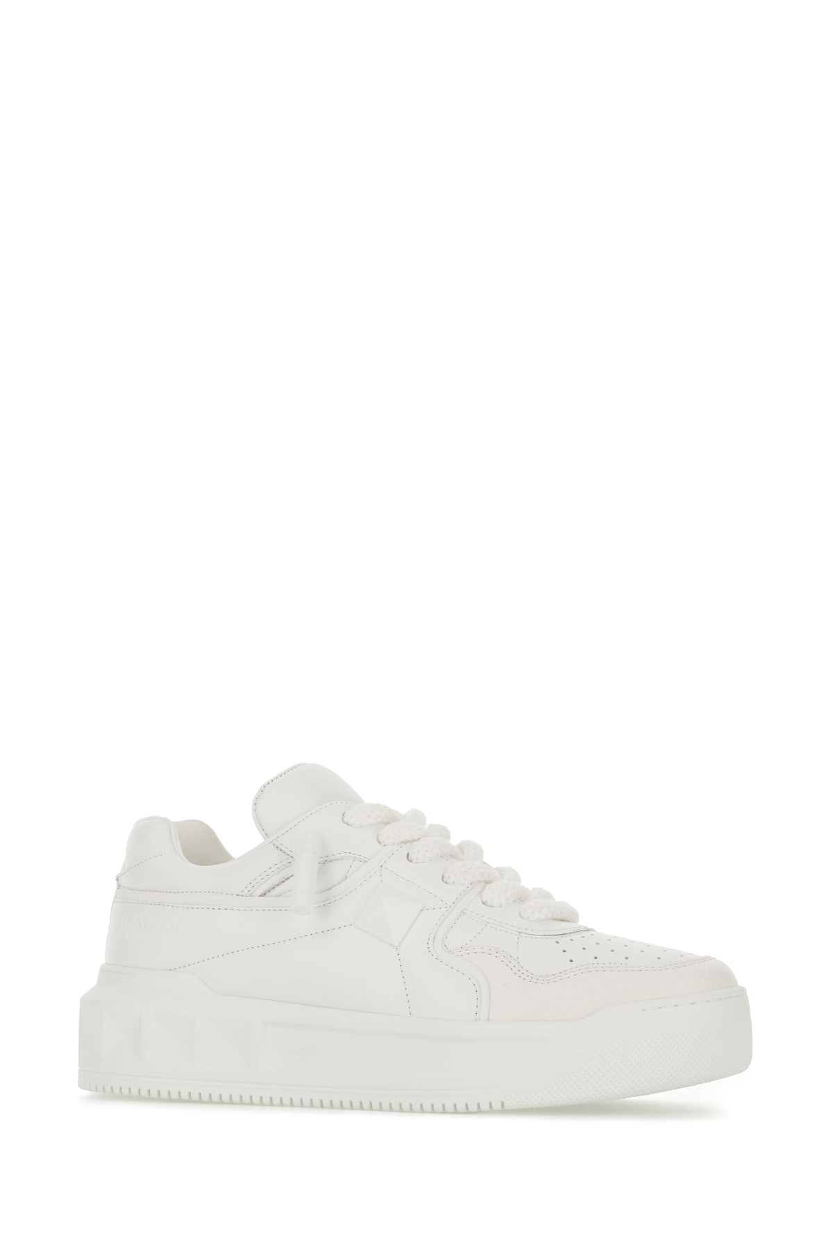 Shop Valentino White Leather Sneakers In Bianco