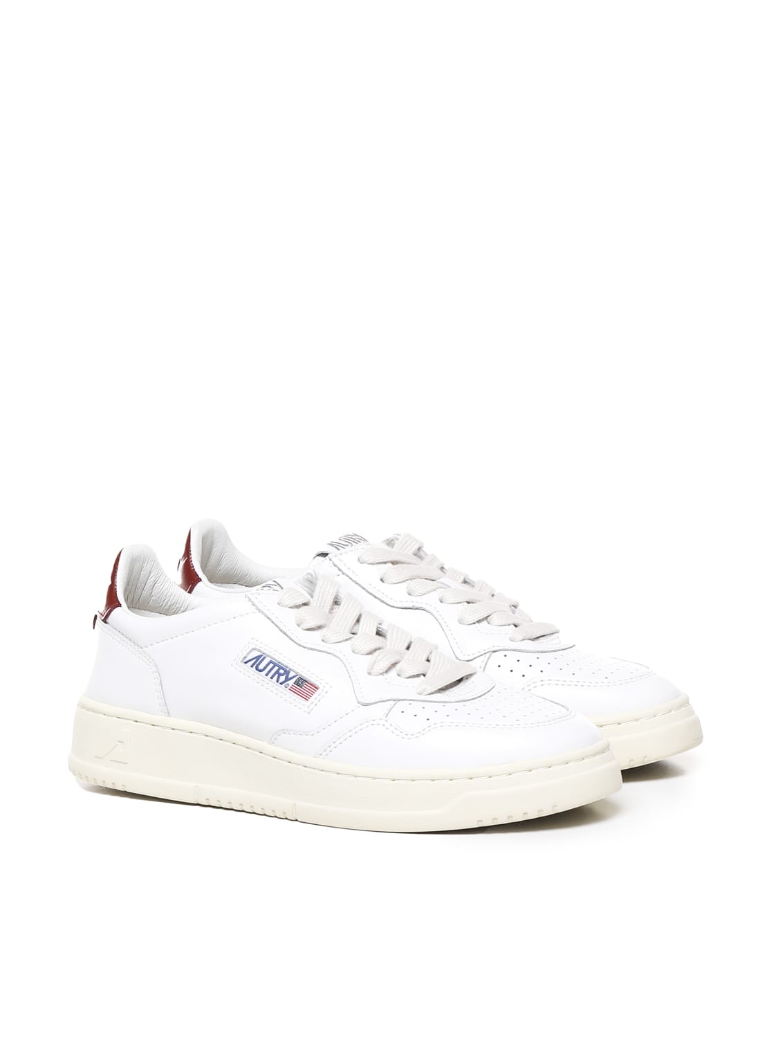 Shop Autry Sneakers Medalist In Cowskin In White, Syrah