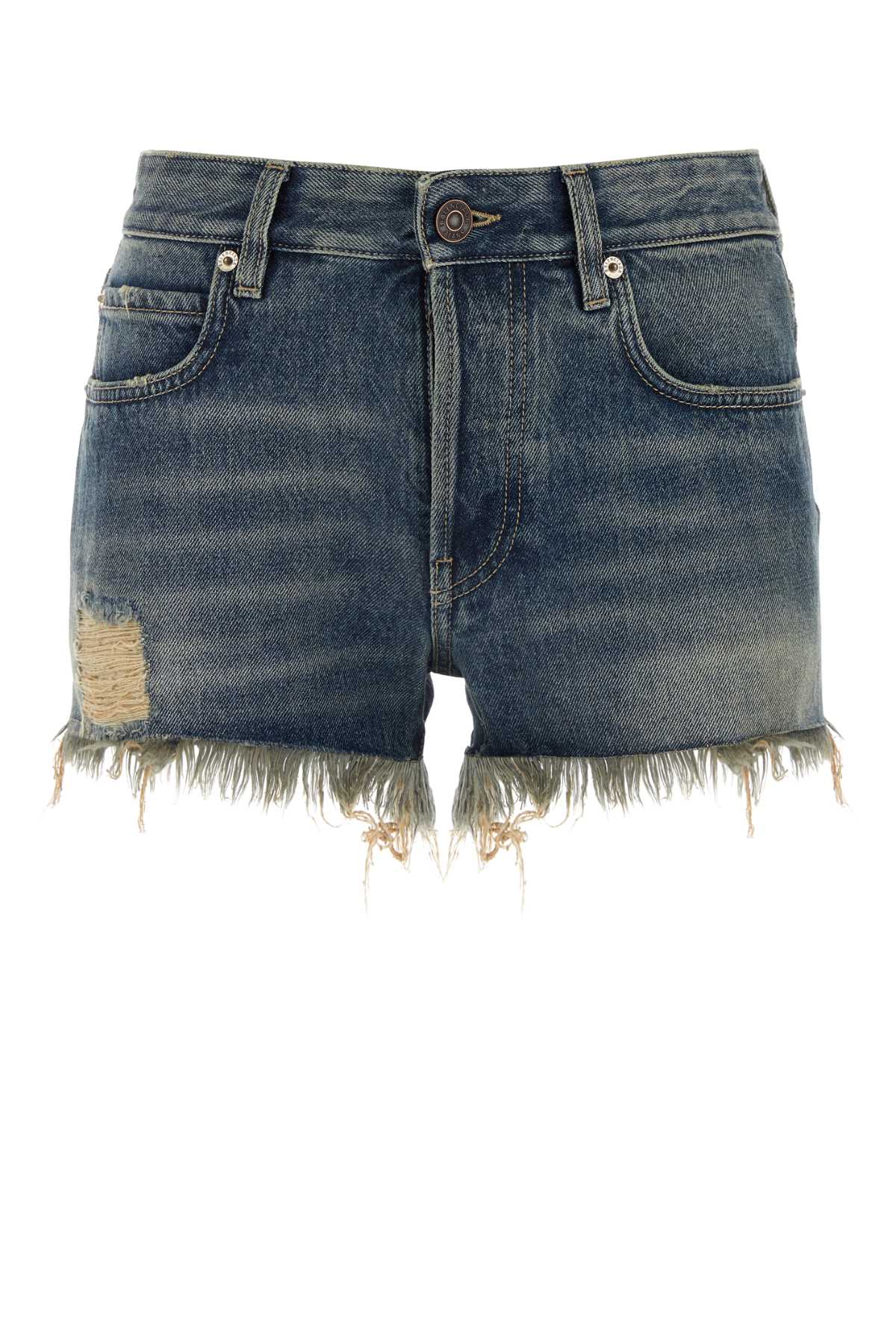 Shop Balenciaga Denim Shorts In Bluerust