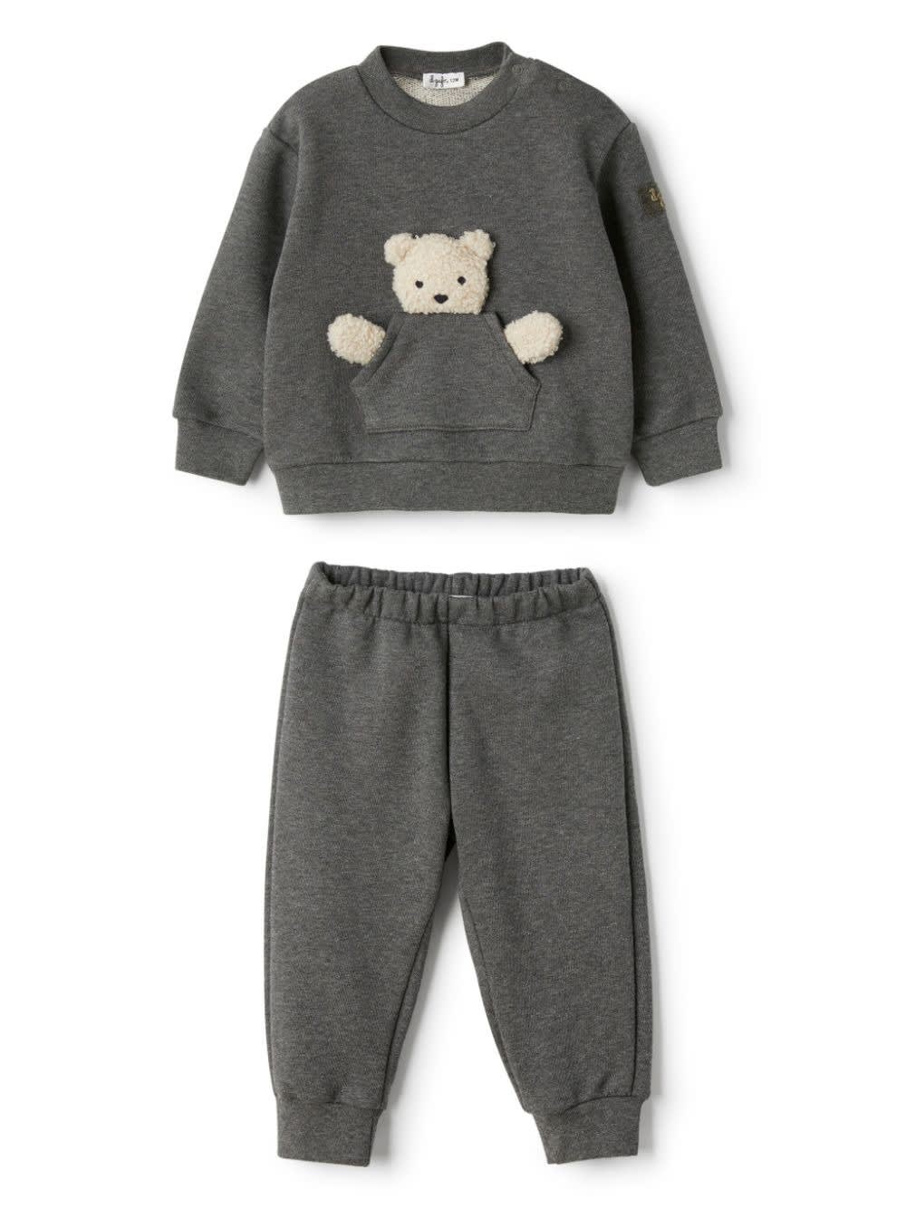 Shop Il Gufo Coal Fleece Suit With Appliqué In Grey