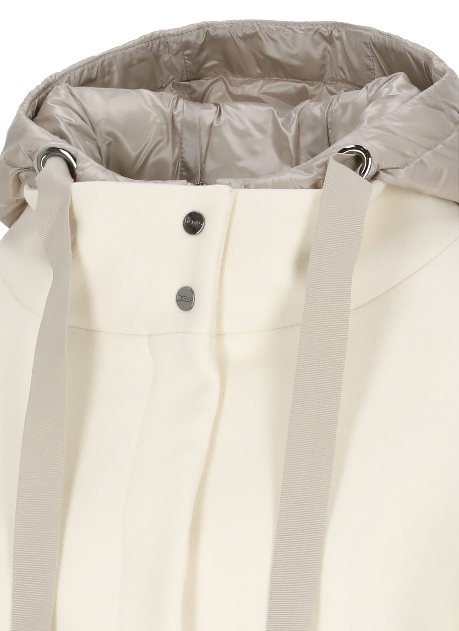 Herno High Neck Wool Padded Coat In White