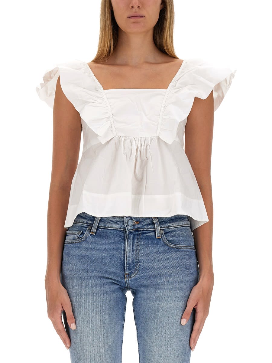 Ganni Top With Ruffles