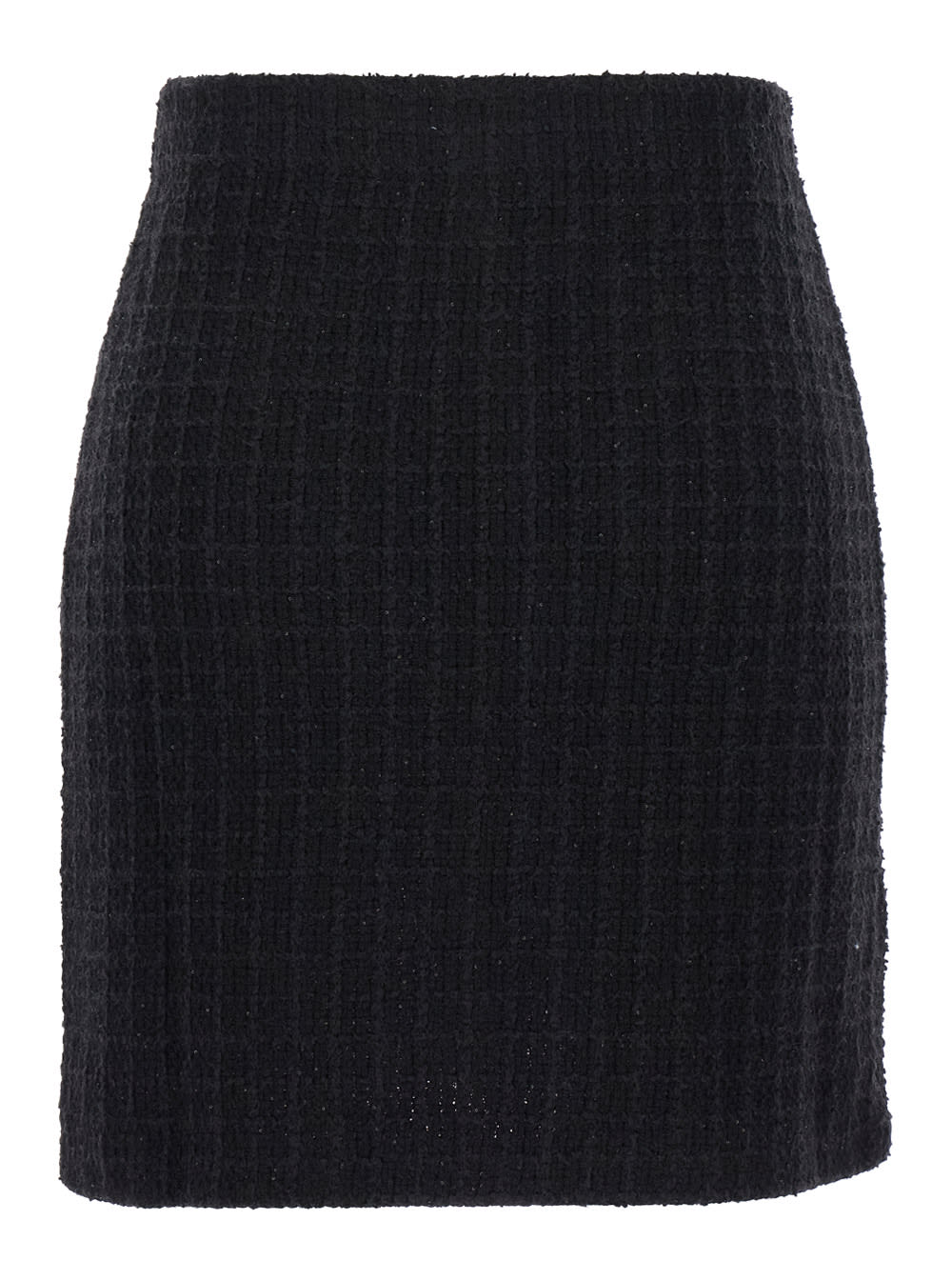 Shop Self-portrait Mini Black Pencil Skirt With Jewel Buttons In Tweed Woman