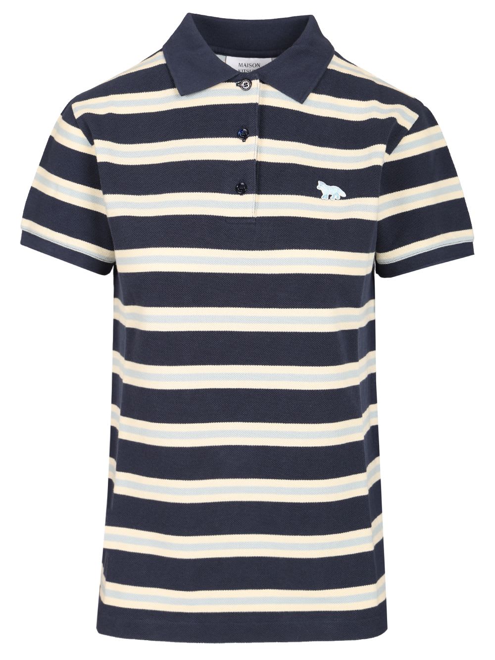 Shop Maison Kitsuné Polo With Multi Stripes Motif