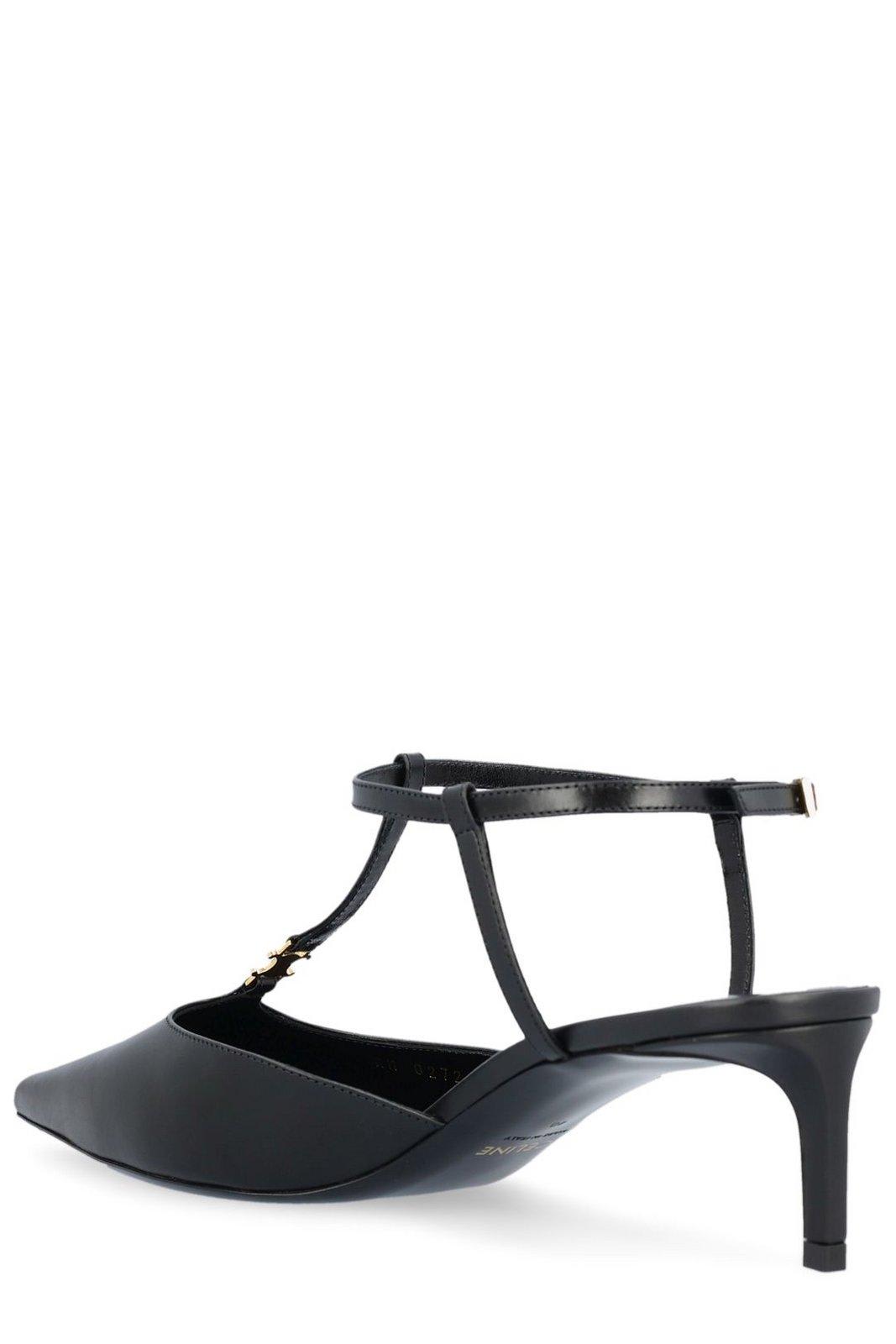 Shop Celine Kitten T-bar Stap Pumps In Black