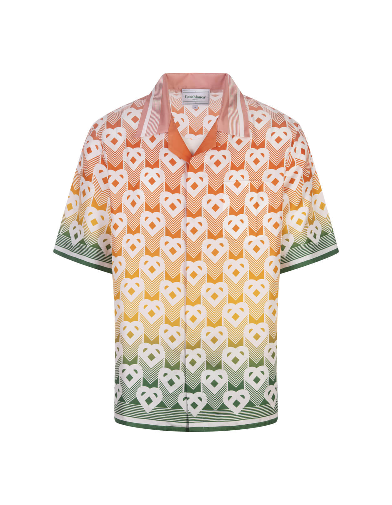 Casablanca Gradient Heart Monogram Silk Shirt In Multicolour