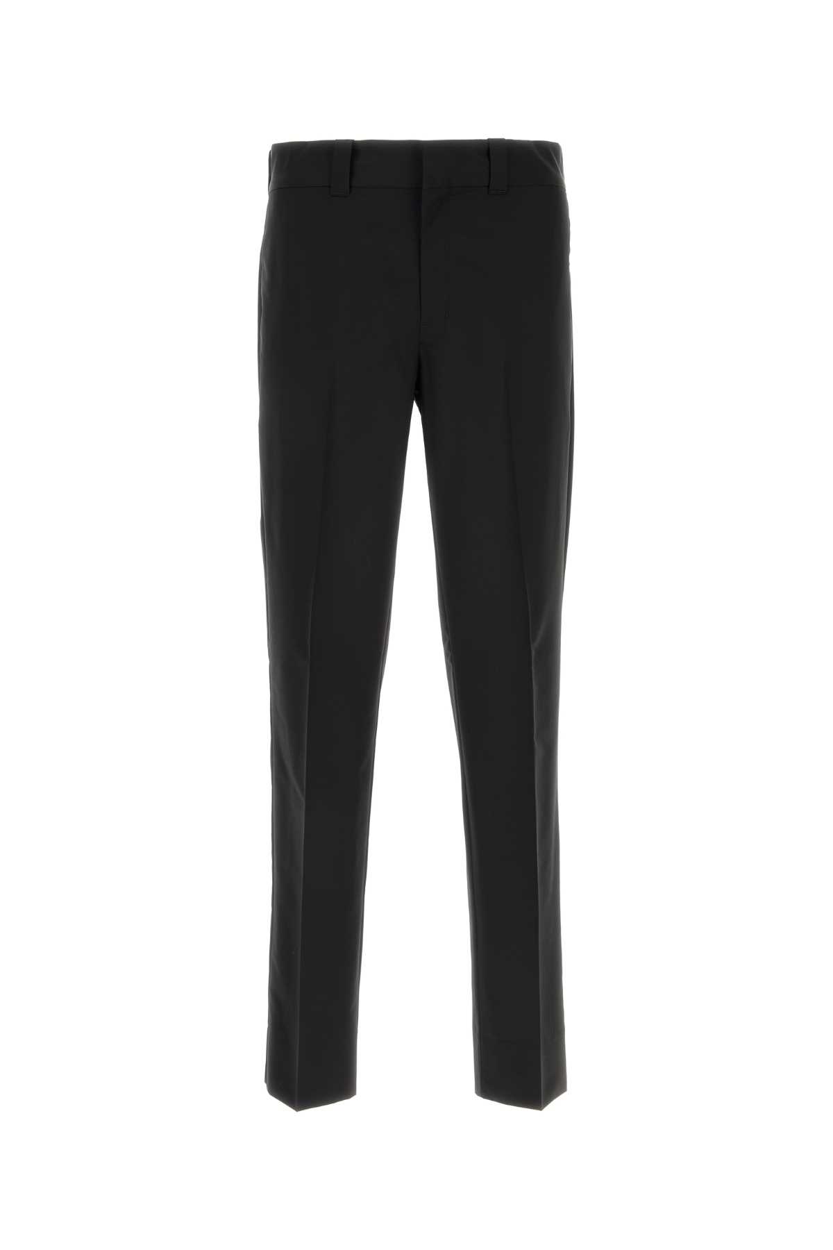 Prada Black Wool Blend Pant In Black