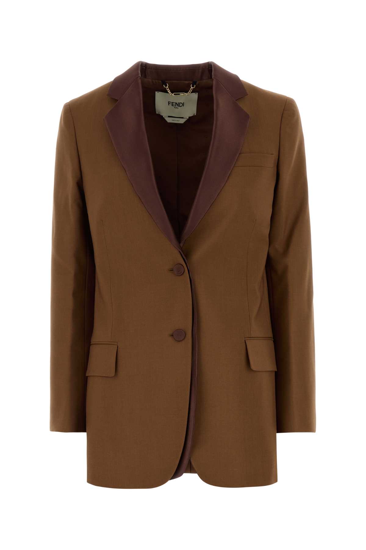 Fendi Caramel Wool Blend Blazer In Brown