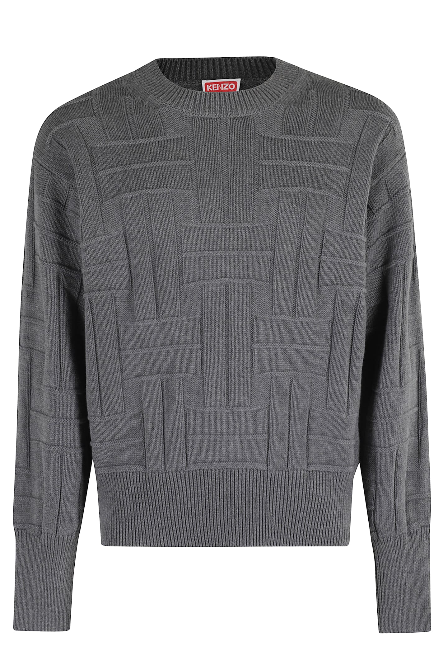 Kenzo Geometric-pattern Knitwear Sweater In Gray