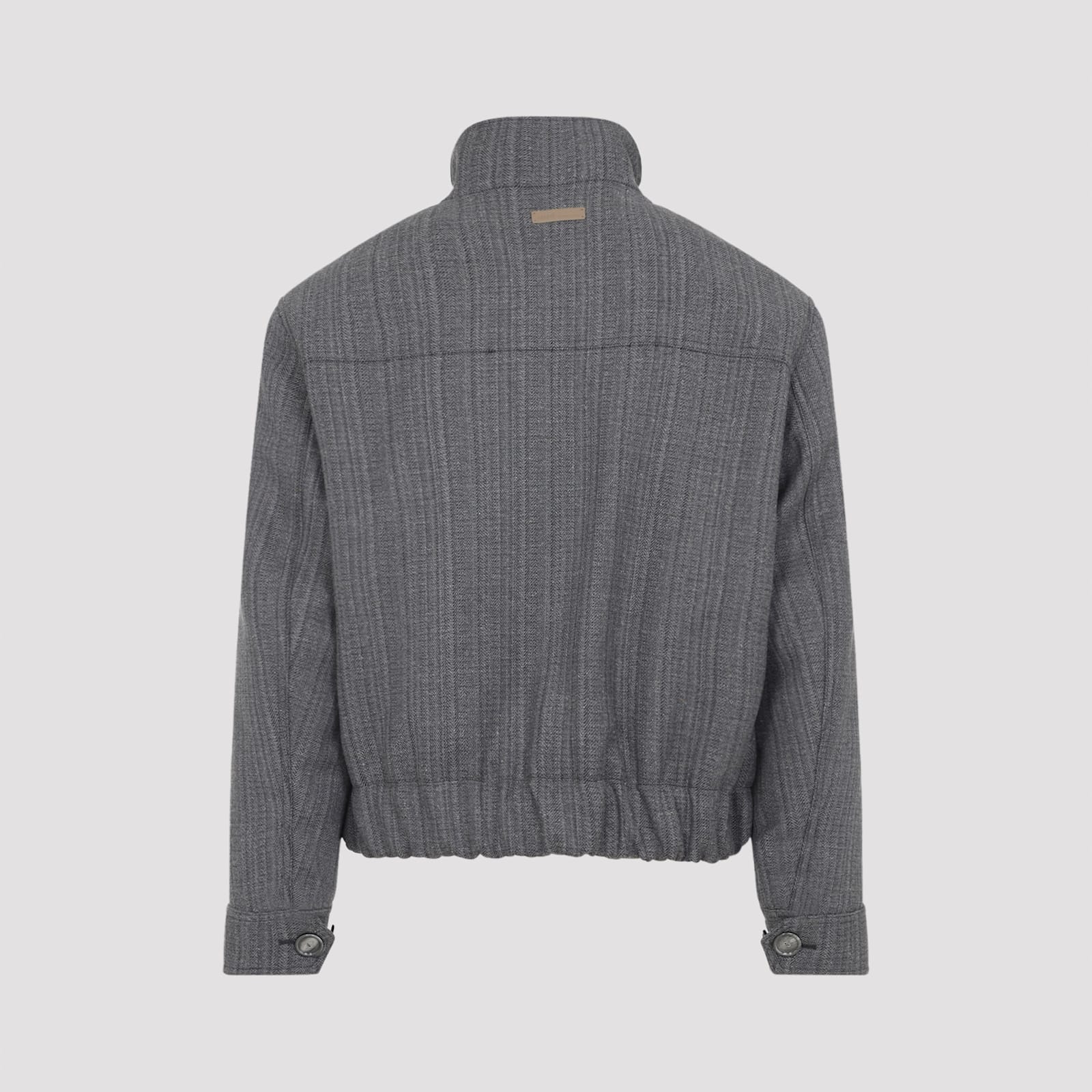 Ami Alexandre Mattiussi High Collar Jacket With Elasticated Hem And Pockets In Gray