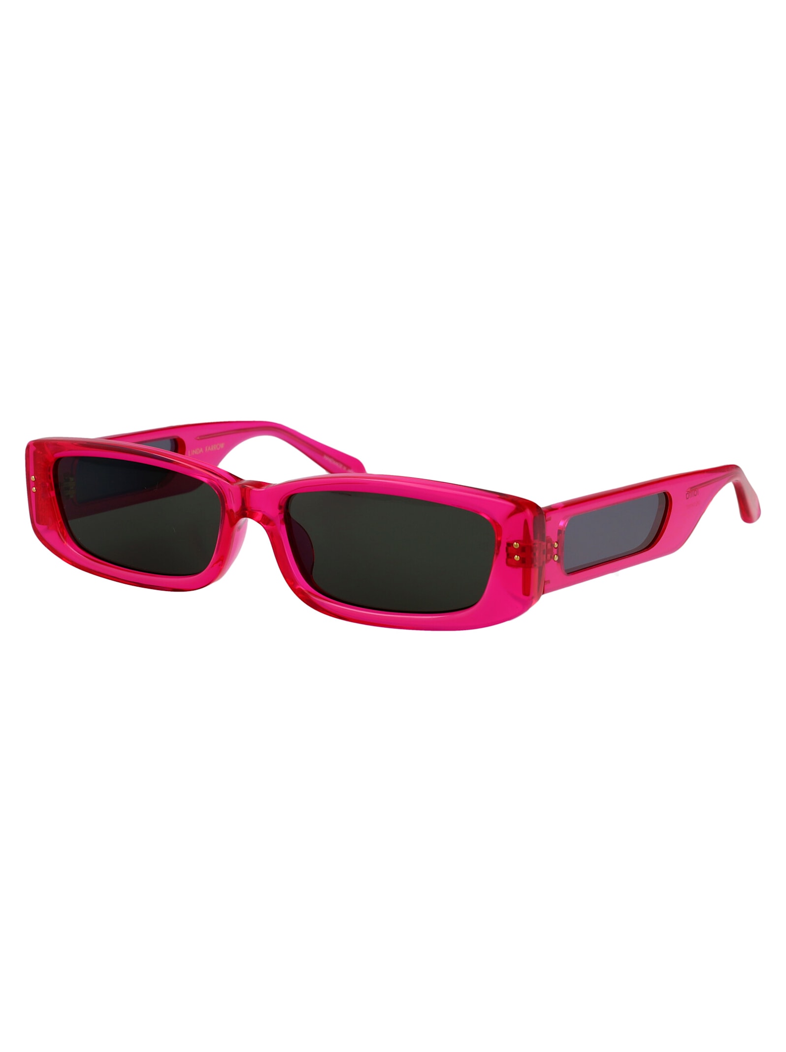 Linda Farrow Sunglasses Lfl1419 C7 Sun C7 In Neonpink/lightgold/grey