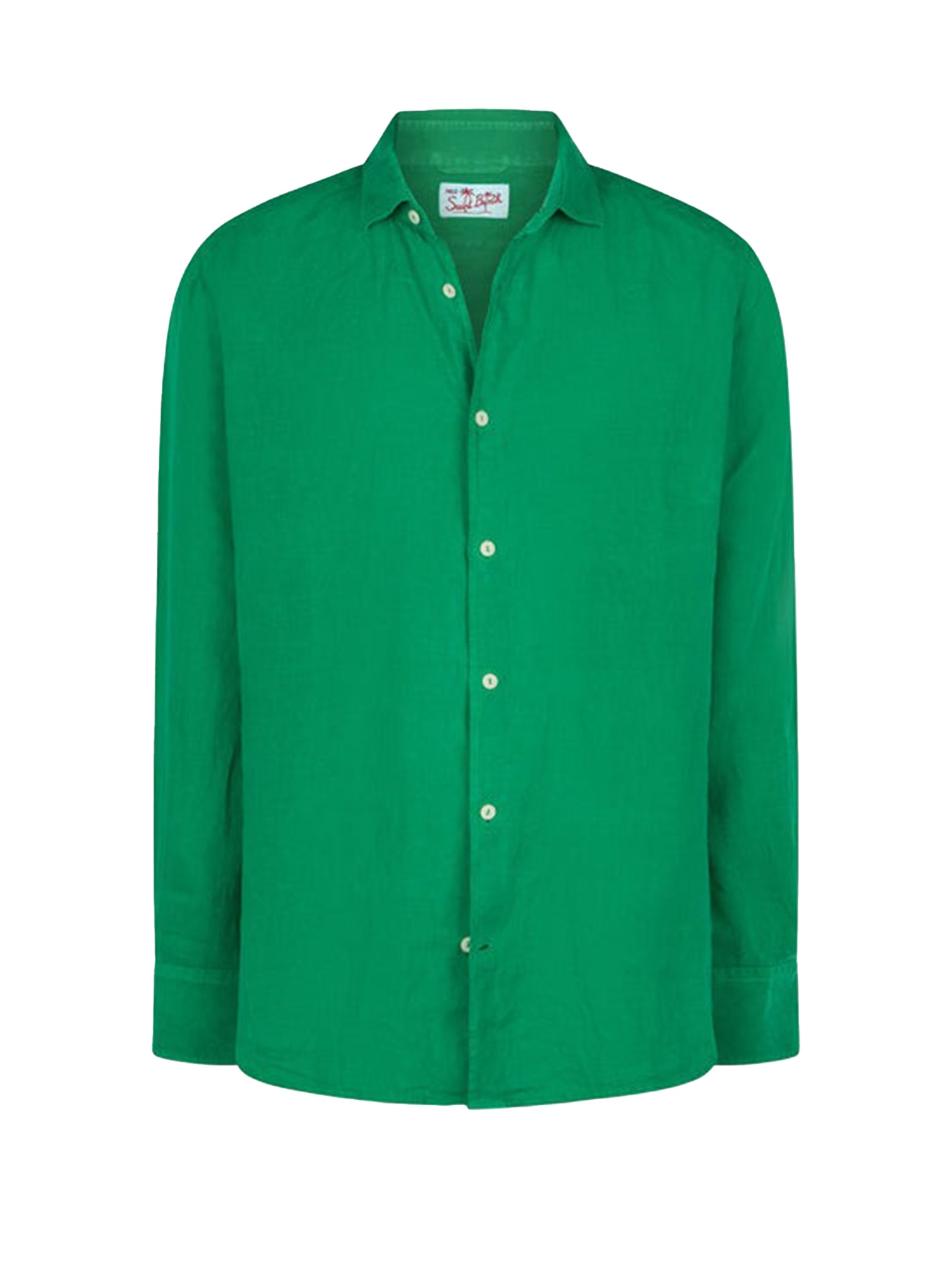 Shop Mc2 Saint Barth Green Pamplona Shirt In Linen In Verde