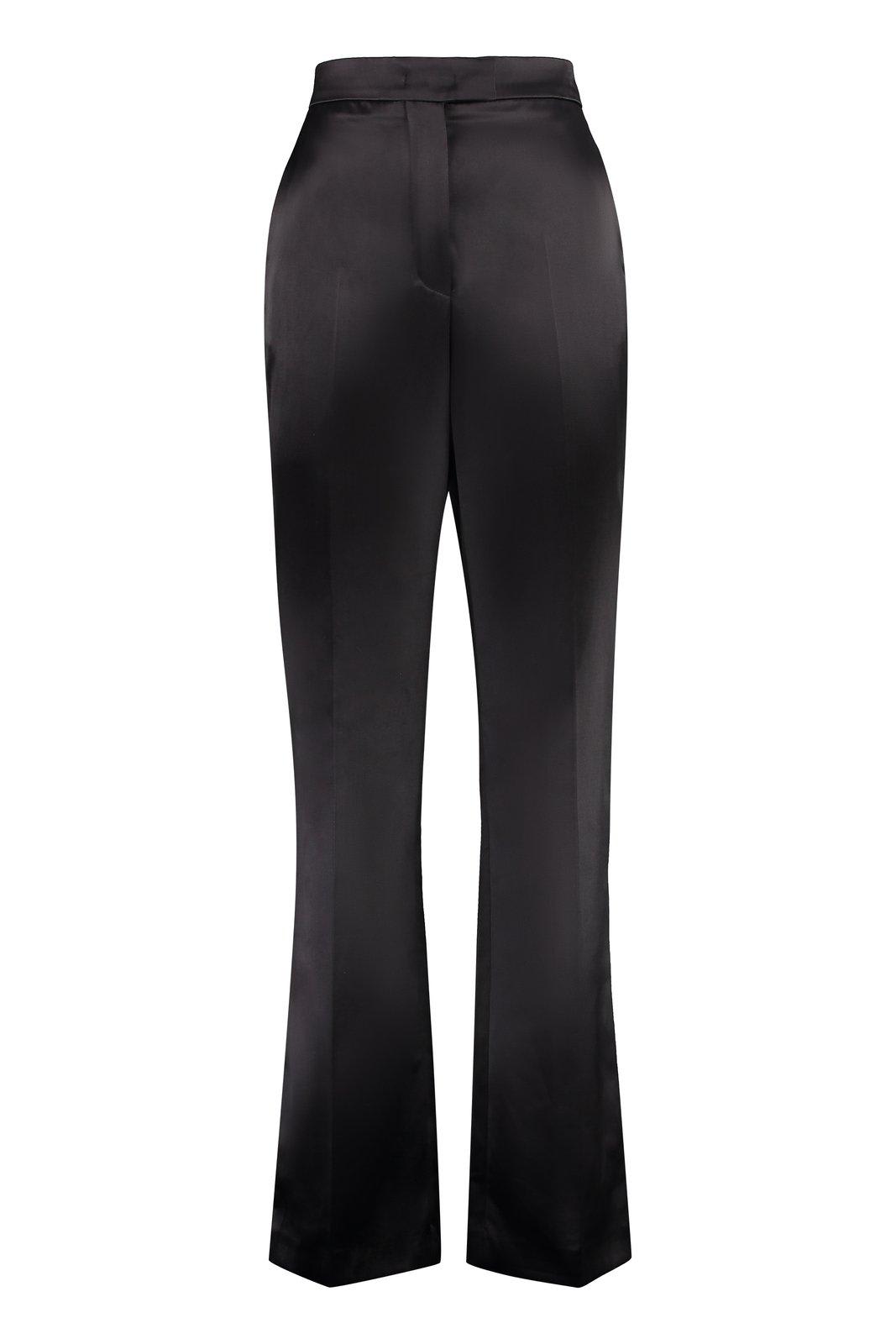 Shop Fendi Duchess Satin Trousers In Black
