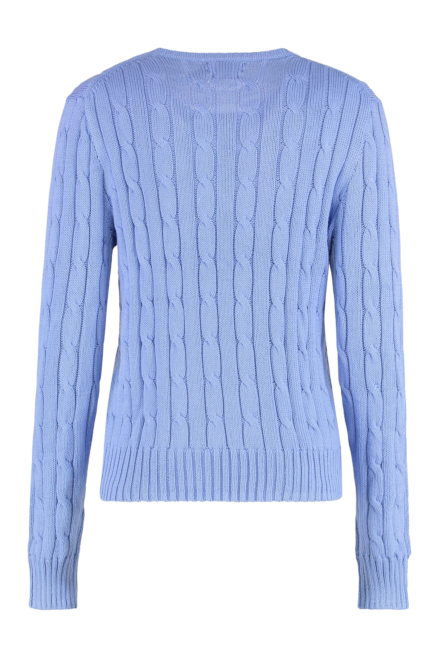 Ralph Lauren Blue Crewneck Embroidered Logo Sweater In Blue
