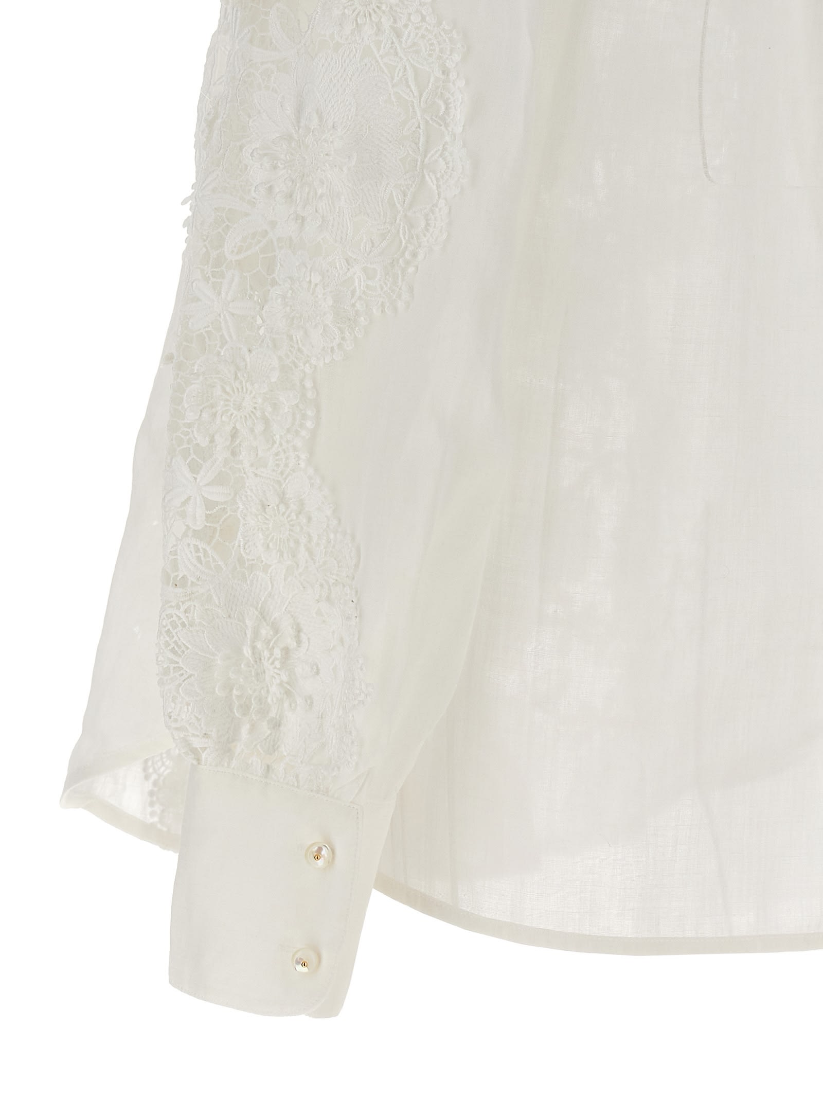 Shop Zimmermann Halliday Lace Flower Shirt In White