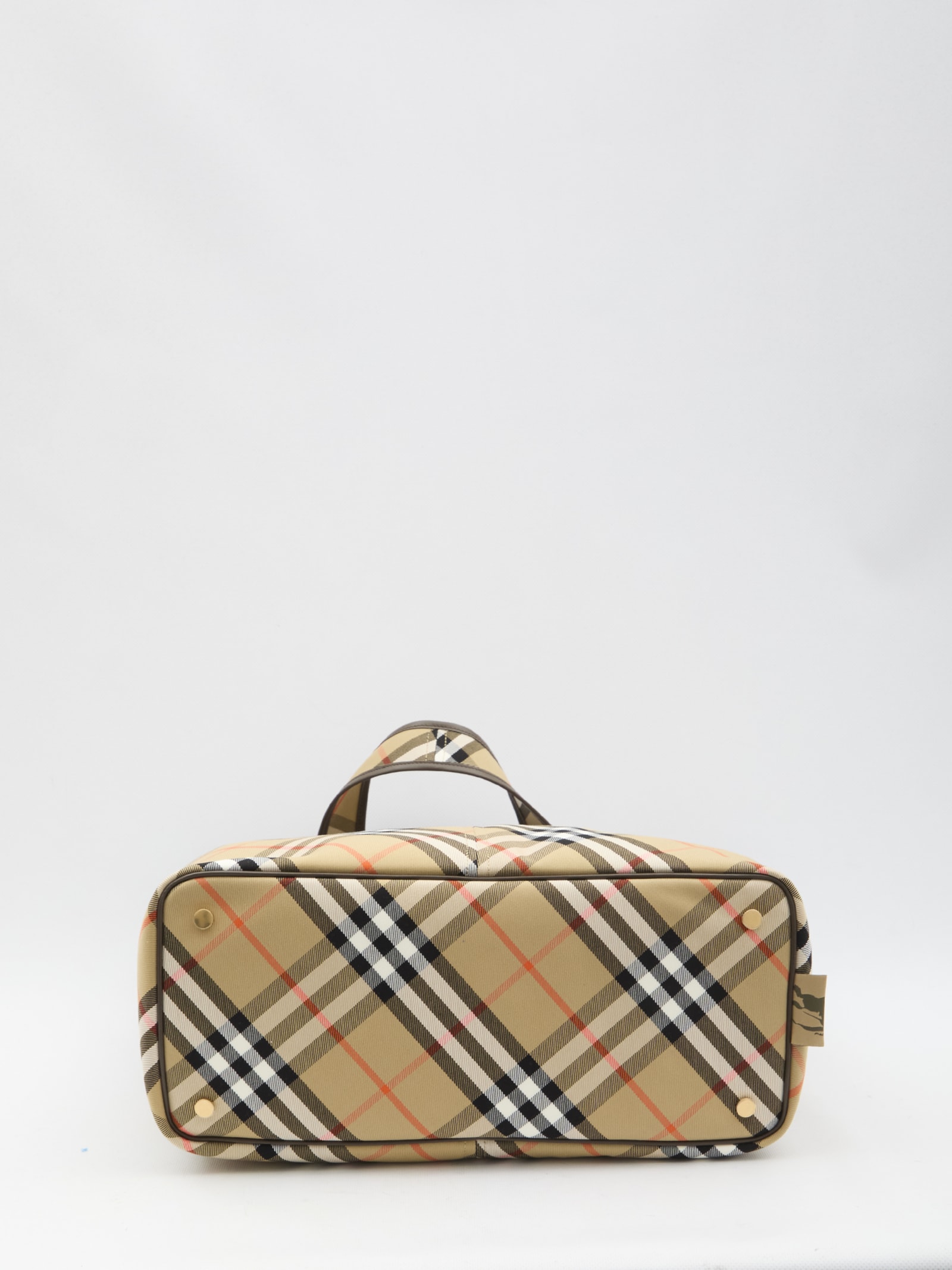 Shop Burberry Medium Check Tote Bag In Beige