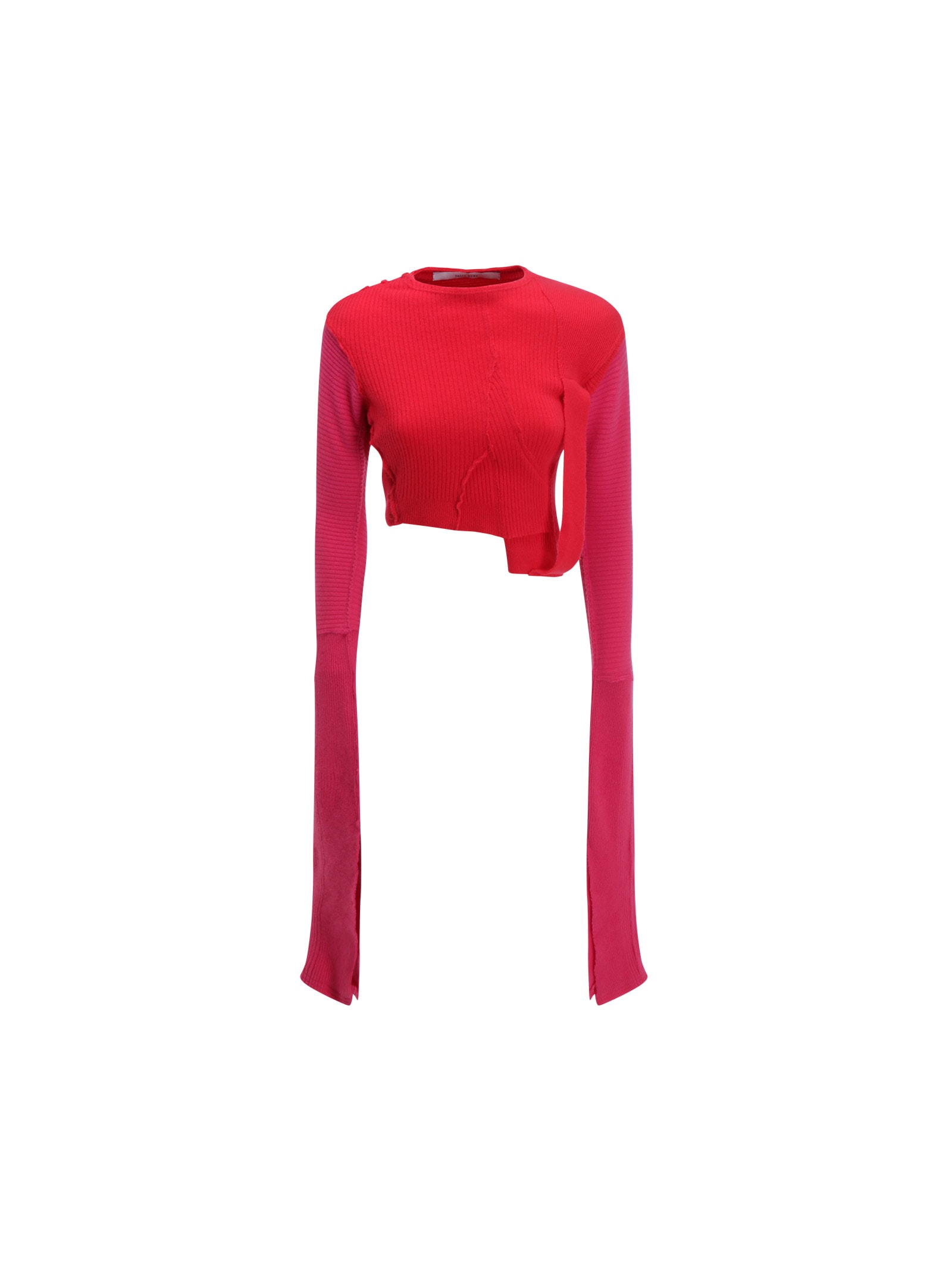 Talia Byre Pink Asymmetric Ribbed Ribbon Top In Pink