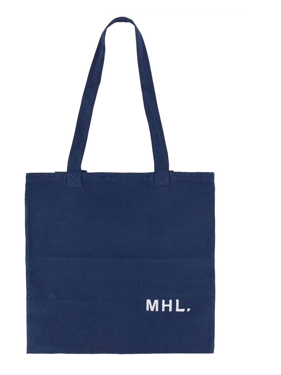 Shop Margaret Howell Twill Tote Bag In Blue