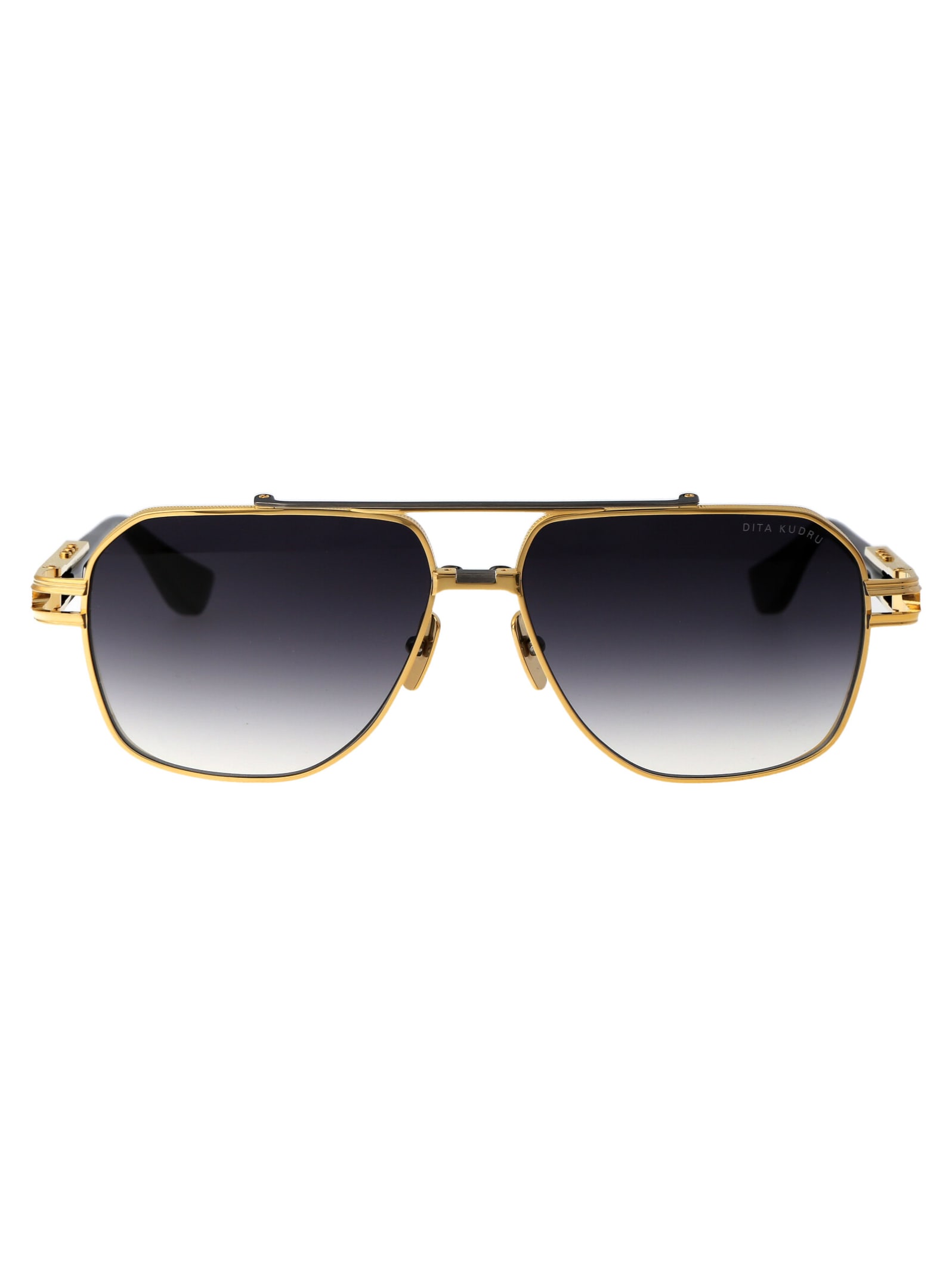 Shop Dita Kudru Sunglasses In 01 Yellow Gold - Antique Silver W/ Grey To Clear Gradient