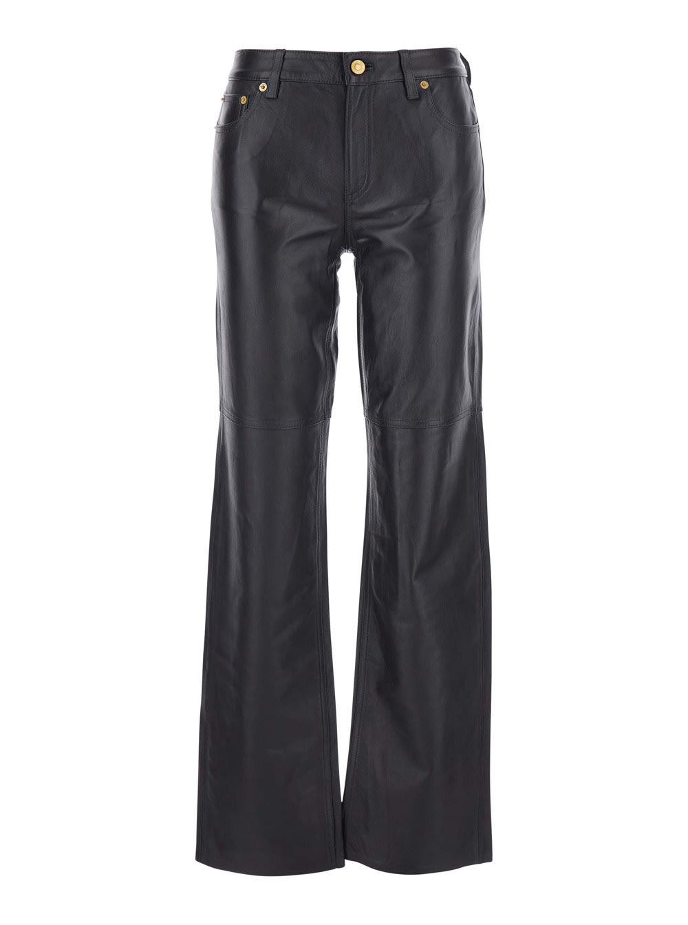 Michael Michael Kors Brown Pants With Belt Loops In Leather Woman In Black