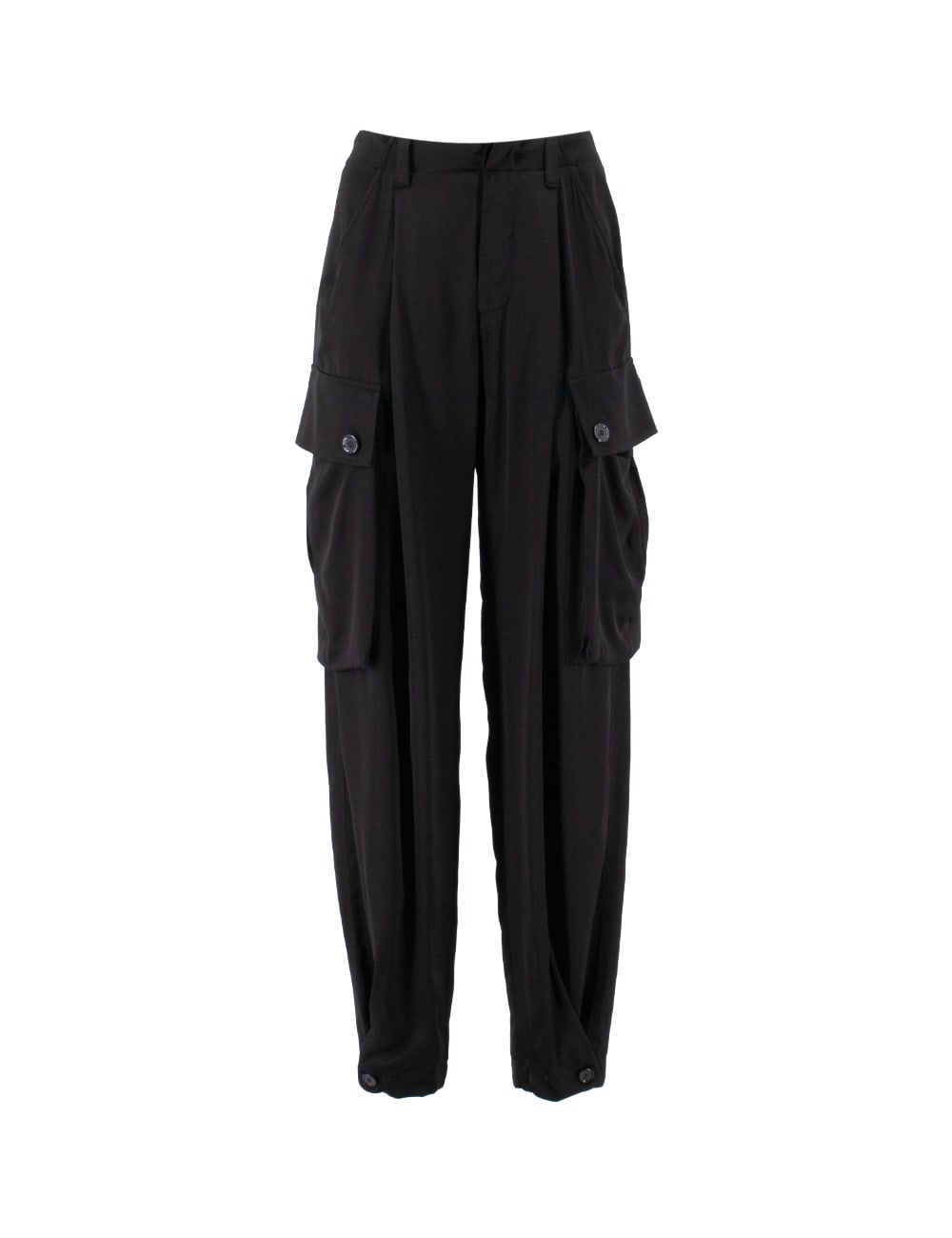 Ermanno Firenze Satin Cargo Trousers In Black
