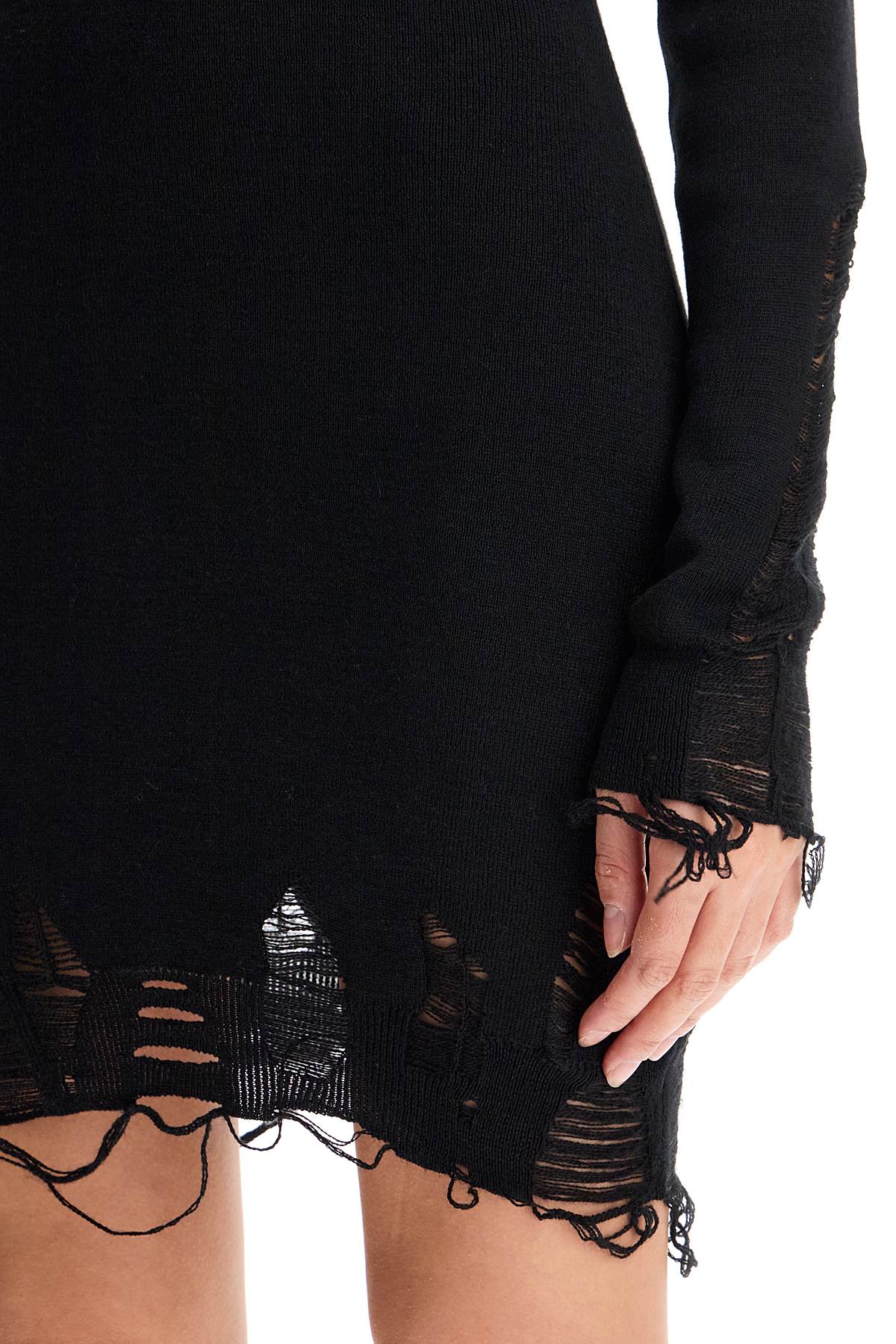 Mm6 Maison Margiela Compact Distressed Wool Blend Mini Dress