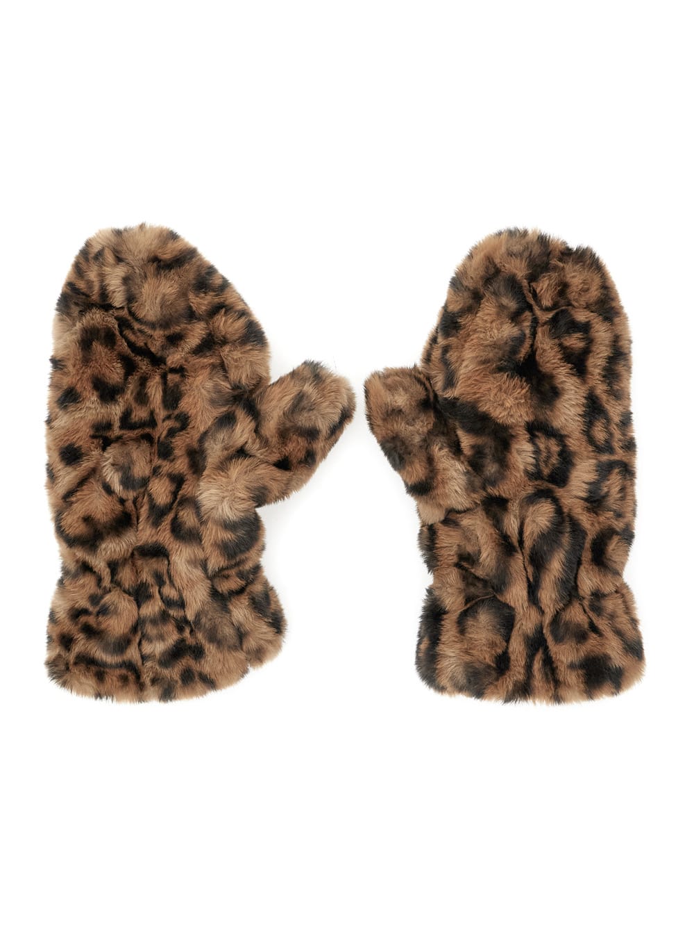 Apparis Coco Brown Mittens With Leo Print In Eco Fur Woman In Brown
