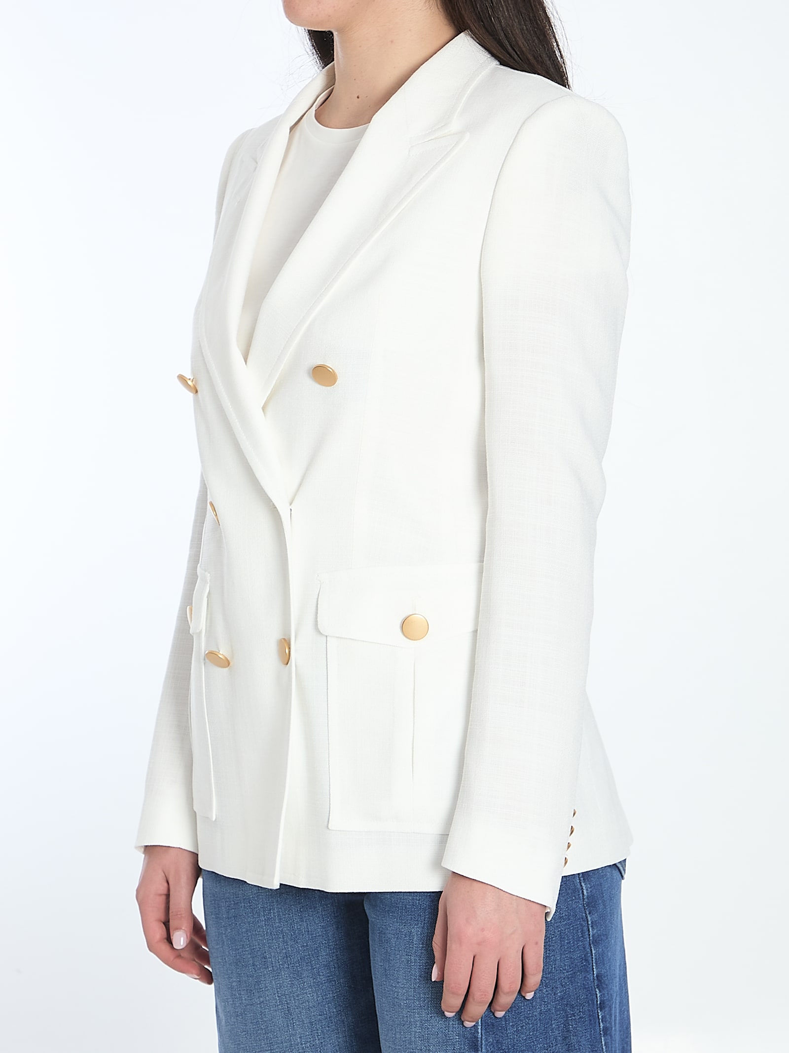 Tagliatore Women Wool Double-breasted Jacket In White