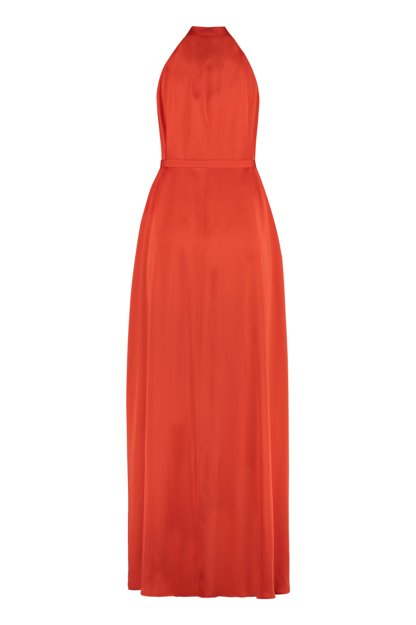 Aspesi Waist Belted Halter Neck Maxi Dress In Orange