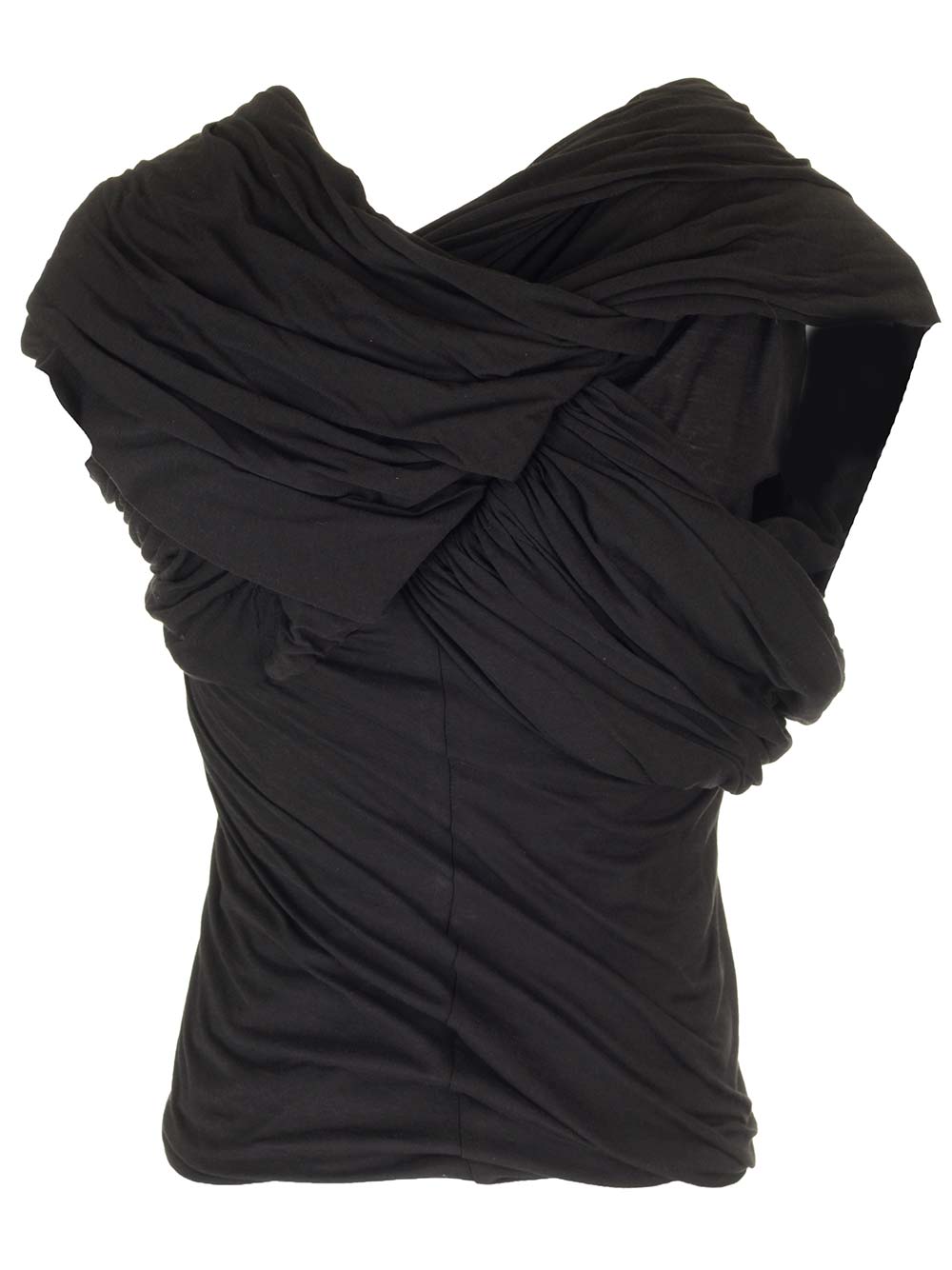 Shop Rick Owens Draped Jersey Top In Black