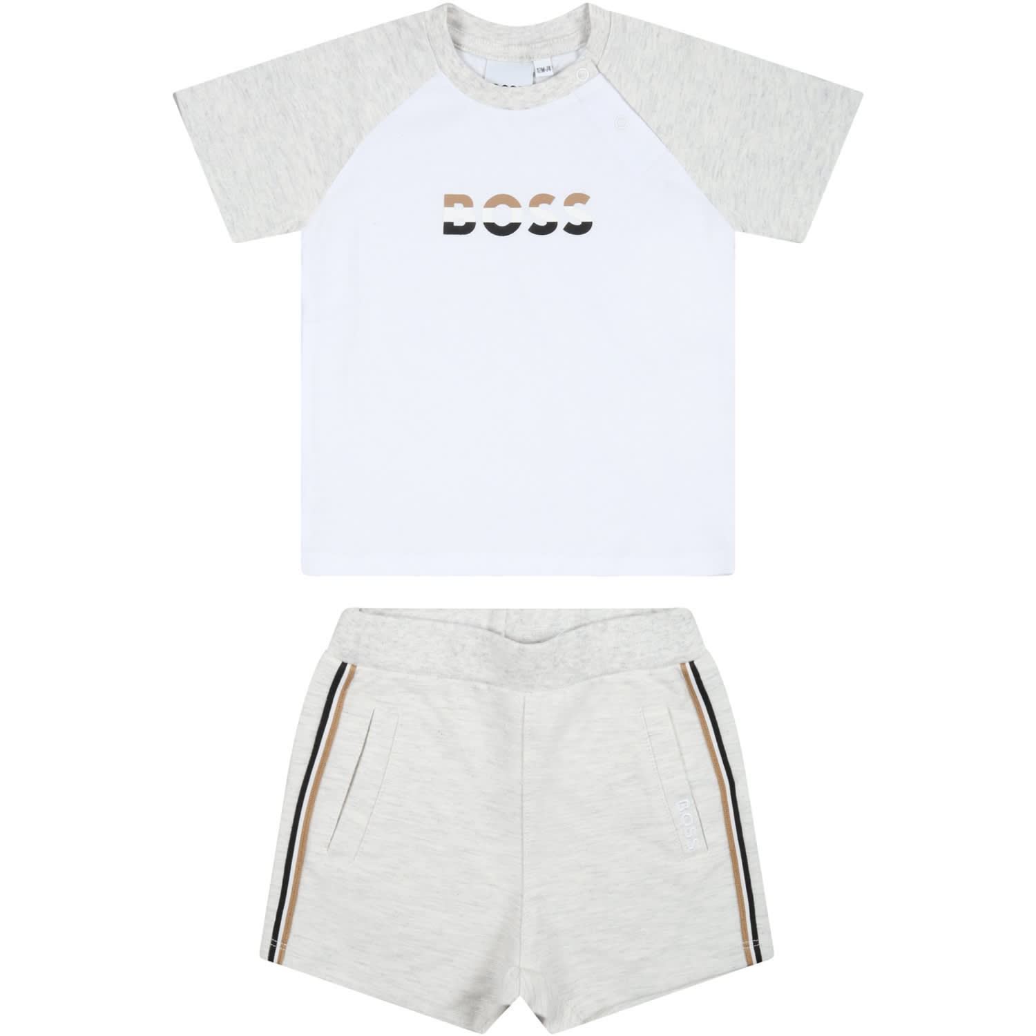 Hugo Boss Multicolor Set For Baby Boy With Logo In Grey