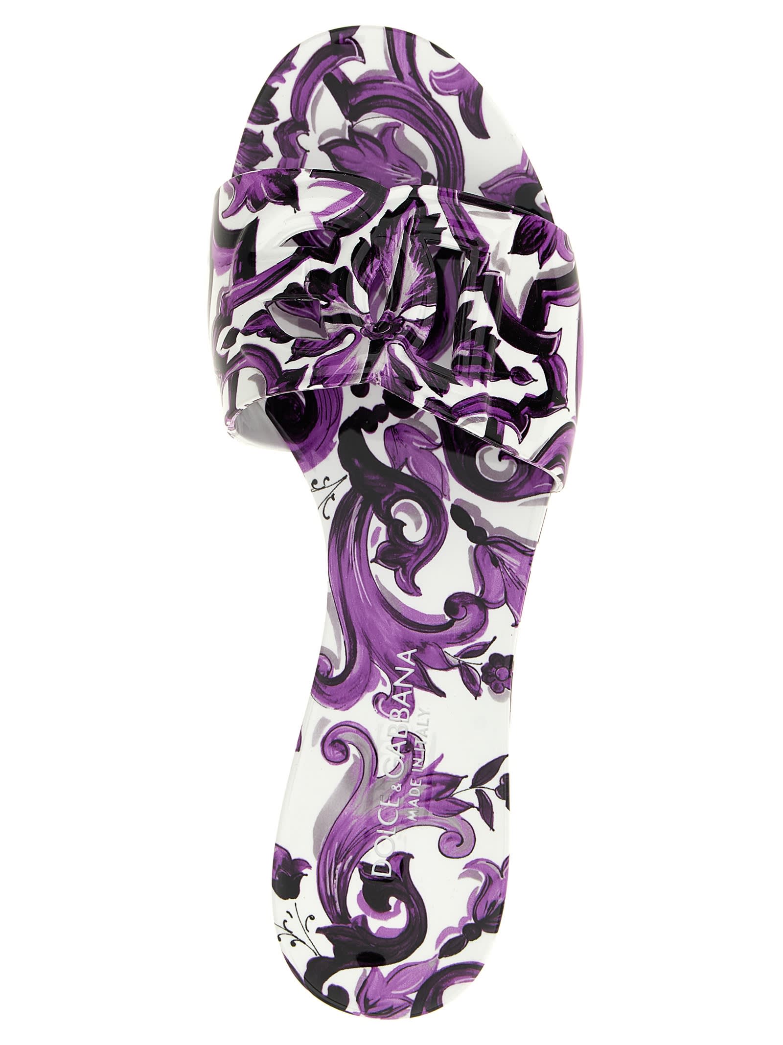 Dolce & Gabbana Maiolica Print Slids In Purple