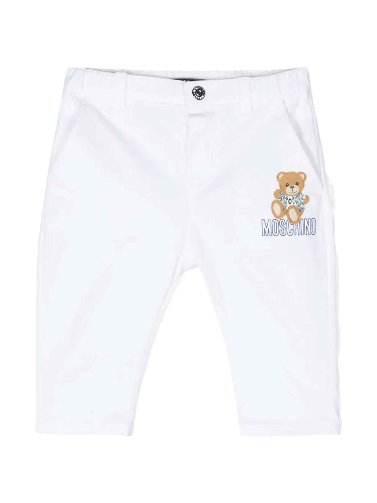 Moschino White Trousers Baby Unisex In Bianco