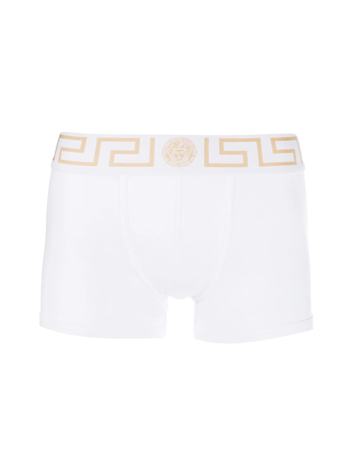 Shop Versace Underpants Low Rise Trunk Jersey Topeka Bi-stretch Cotton Organic In H White Gold