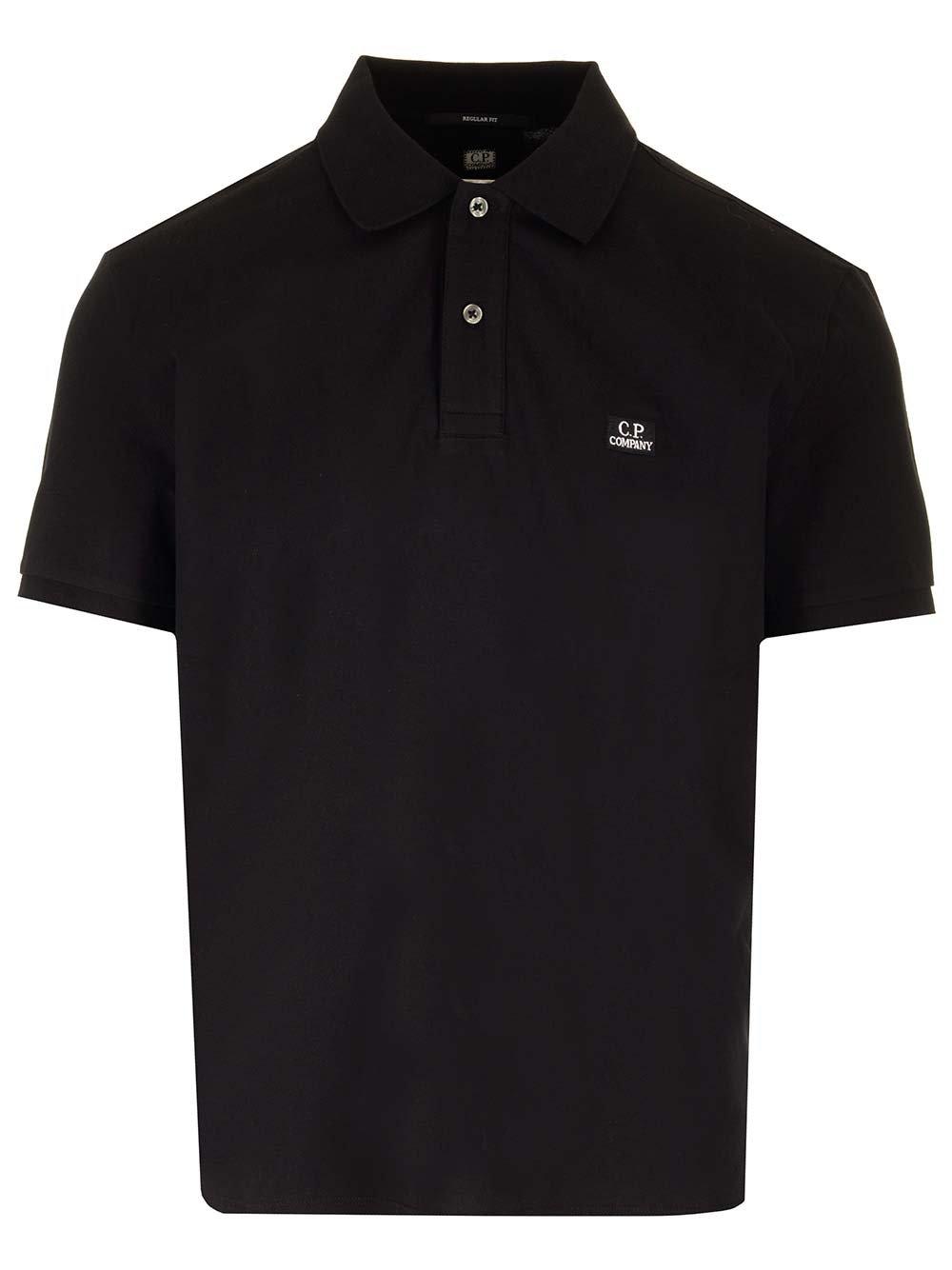 Shop C.p. Company Logo Patch Polo Shirt In Black