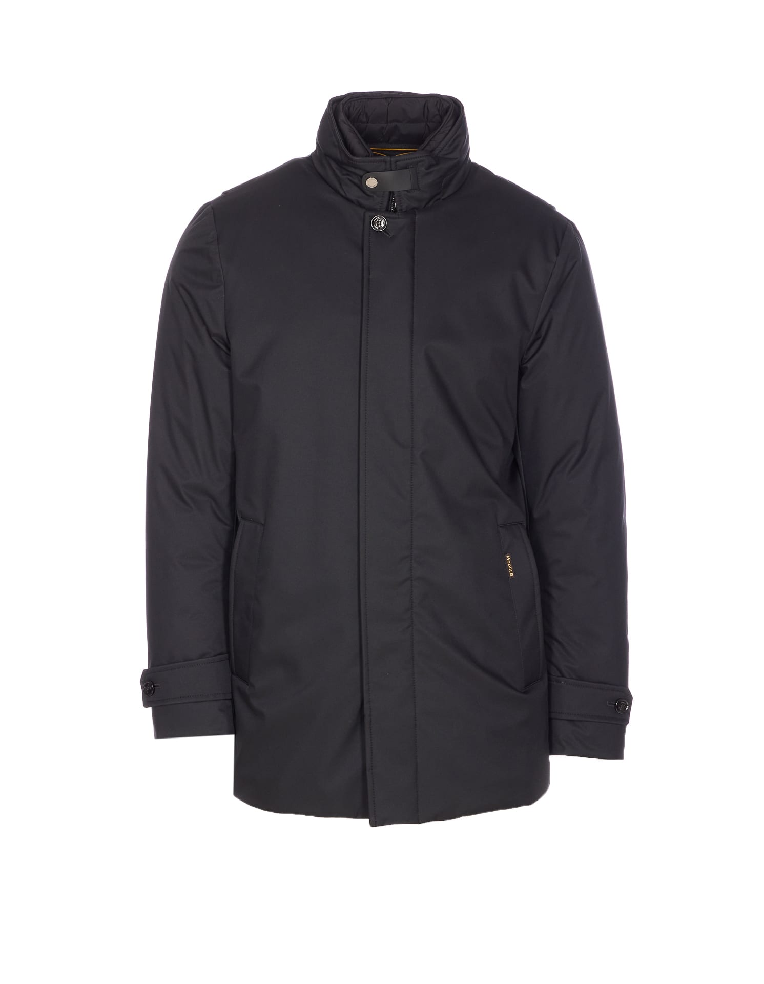 Moorer High Neck Padded Jacket With Cuff Straps In Black