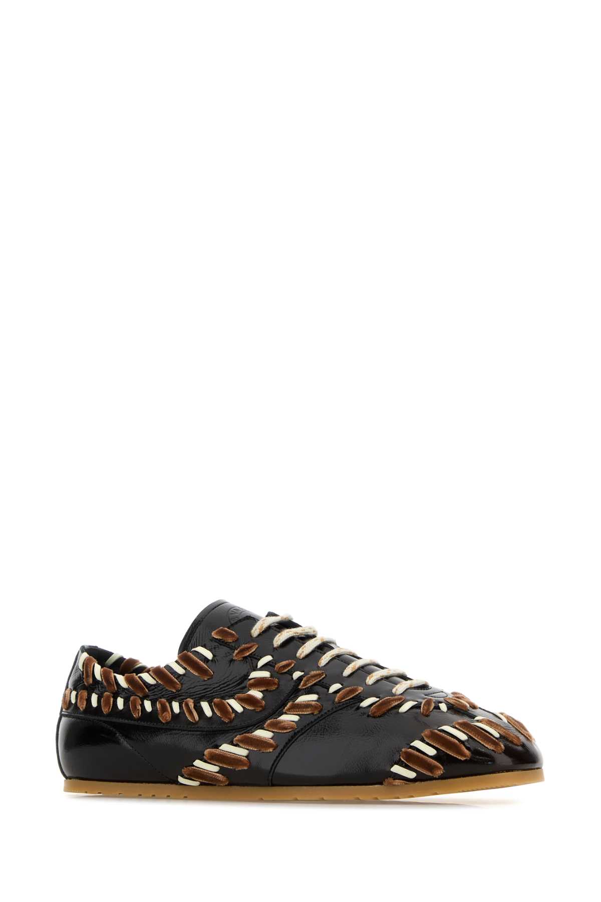 Dries Van Noten Stylish Low-top Leather Sneakers Featuring Embellishments In Brown