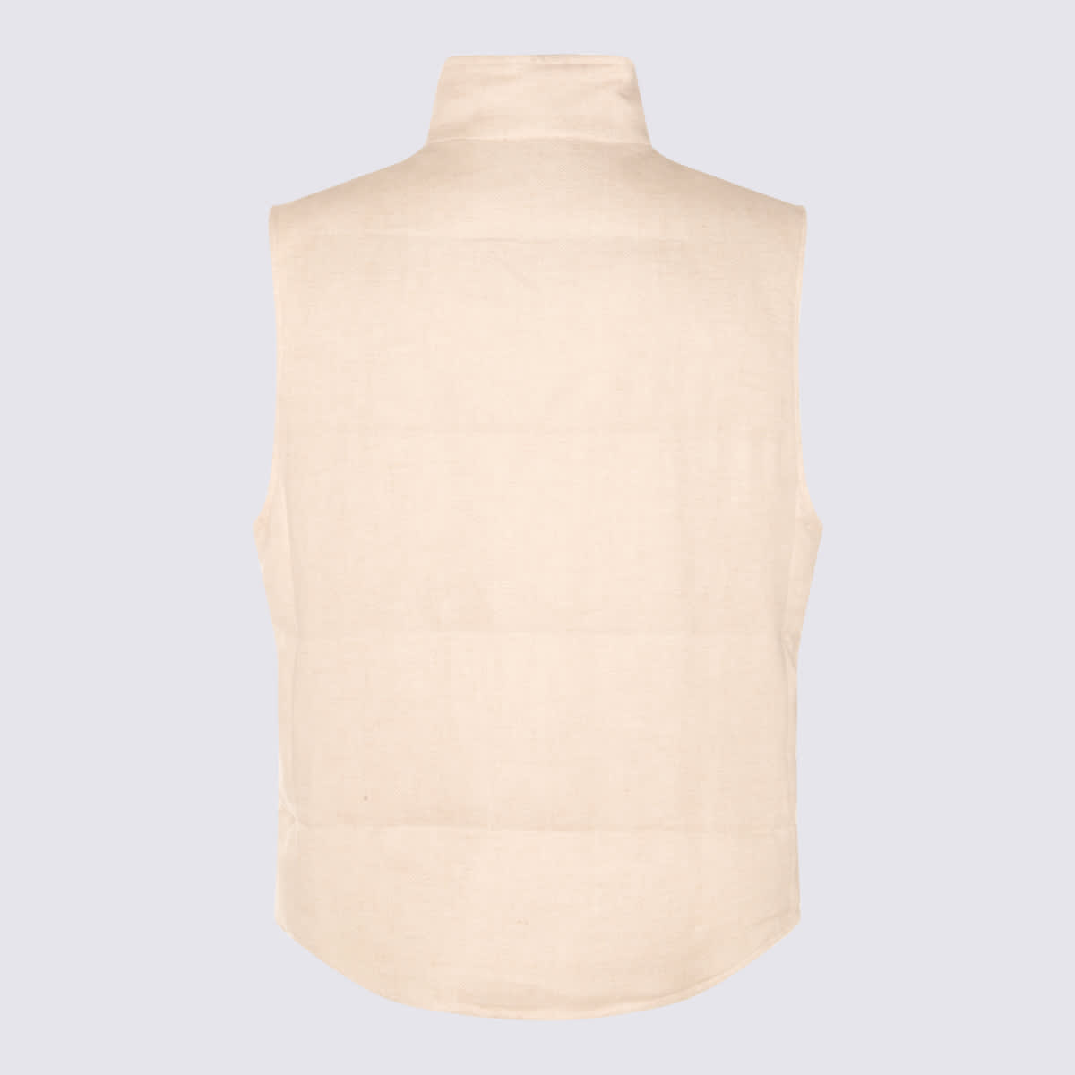 Shop Brunello Cucinelli Beige Linen Down Jacket In Sabbia Panama (beige)